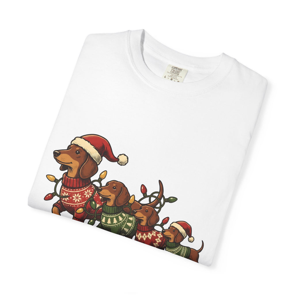 Miniature Dachshunds Shirt Christmas Animals Gift Women Hand Drawn Tee Wiener Dog T-Shirt Christmas Fan Doodle Tshirt Creature Graphic