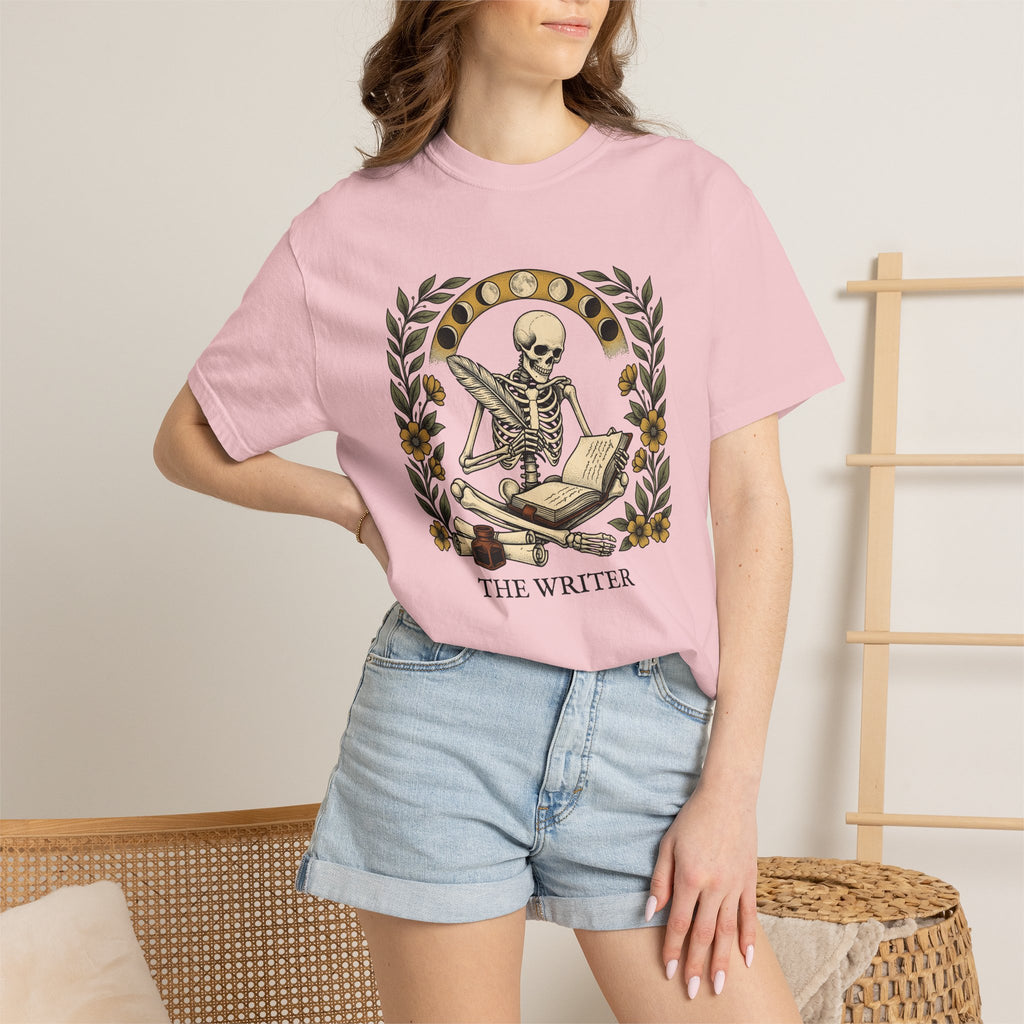 Bony Writer Shirt Boho Chic Macabre Gift Women Blackwork Tee Author T-Shirt Bohemian Fan Tattoo Tshirt Dark Graphic Old School Moon Phases