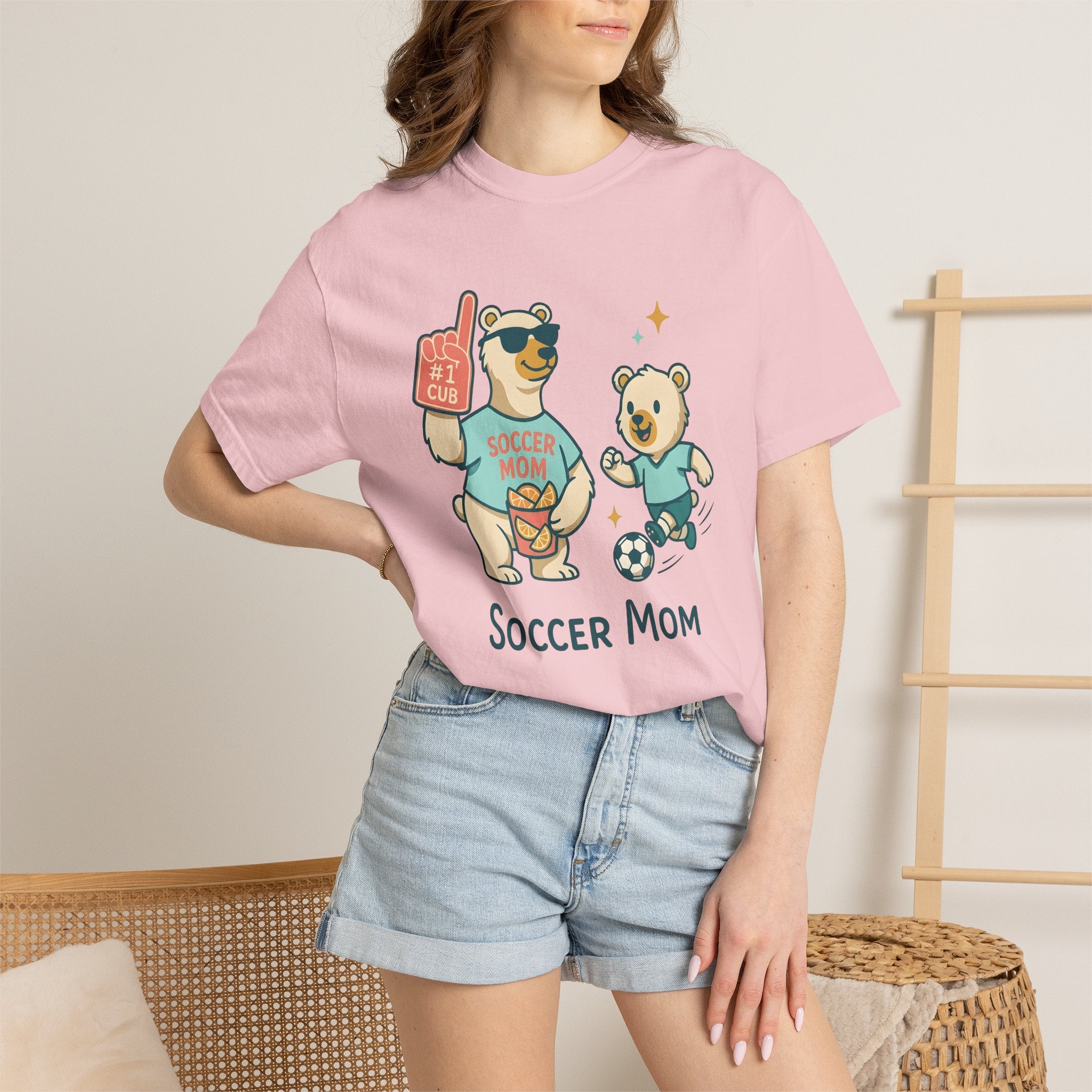 Bear Clan Shirt Moms Exercise Gift Women Sweet Tee Clan T-Shirt Mom Enthusiast Cute Tshirt Fitness Graphic Illustrated Soccer Ball Tshirt