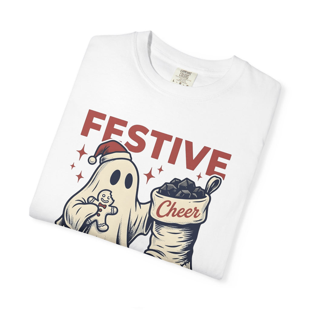 Ghost Santa Hat Shirt Christmas Humor Gift Women Vintage Tee Santa Hat T-Shirt Christmas Fan Santa Hat Tshirt Comedy Graphic Retro Christmas