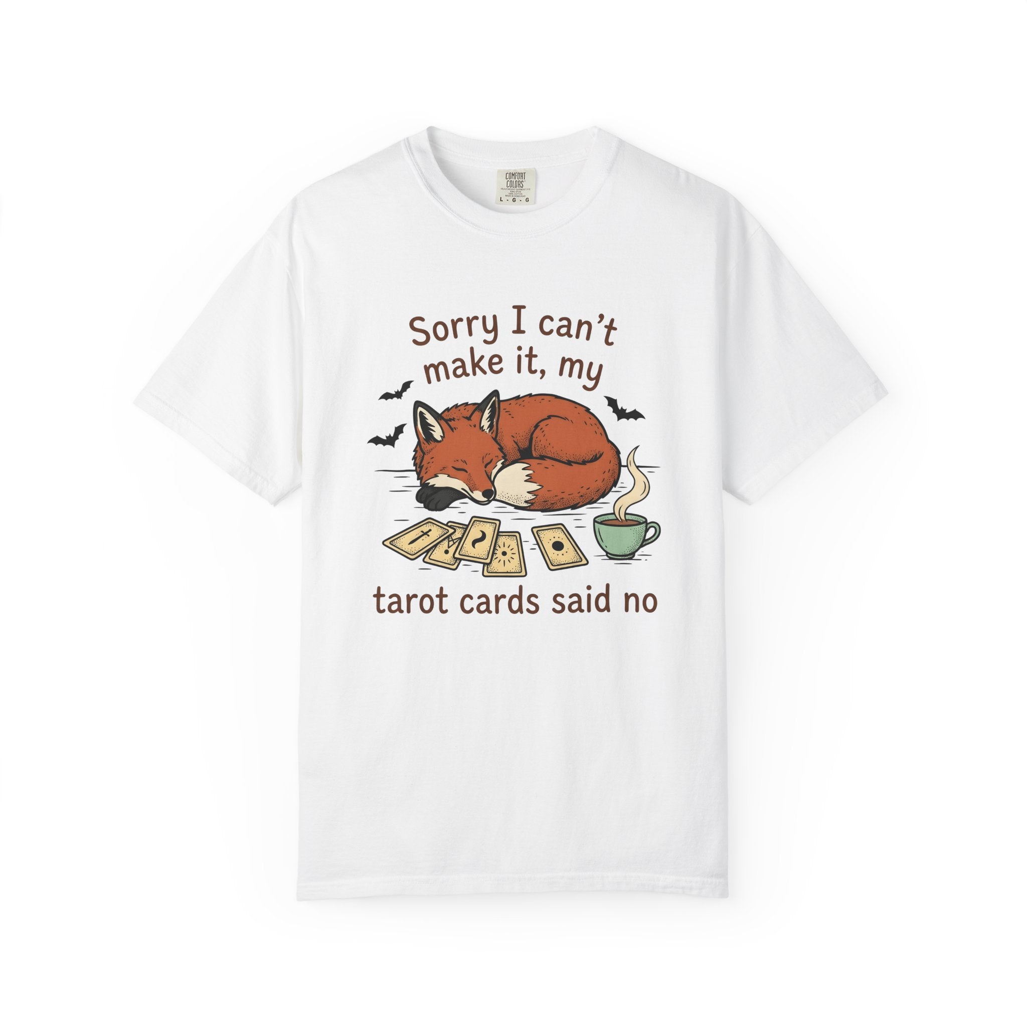 Tarot Cards Fox Shirt Funny Occult Gift Women Doodle Tee Oracle Card T-Shirt Humor Fan Cartoon Tshirt Mystical Graphic Pop Art Tea Cup