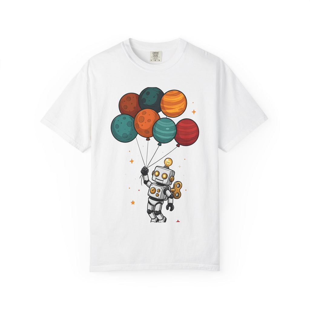 Robots Balloon Shirt Cute Universe Gift Women Anime Tee Bot T-Shirt Kawaii Fan Manga Tshirt Cosmic Graphic Sketch Planets Tshirt