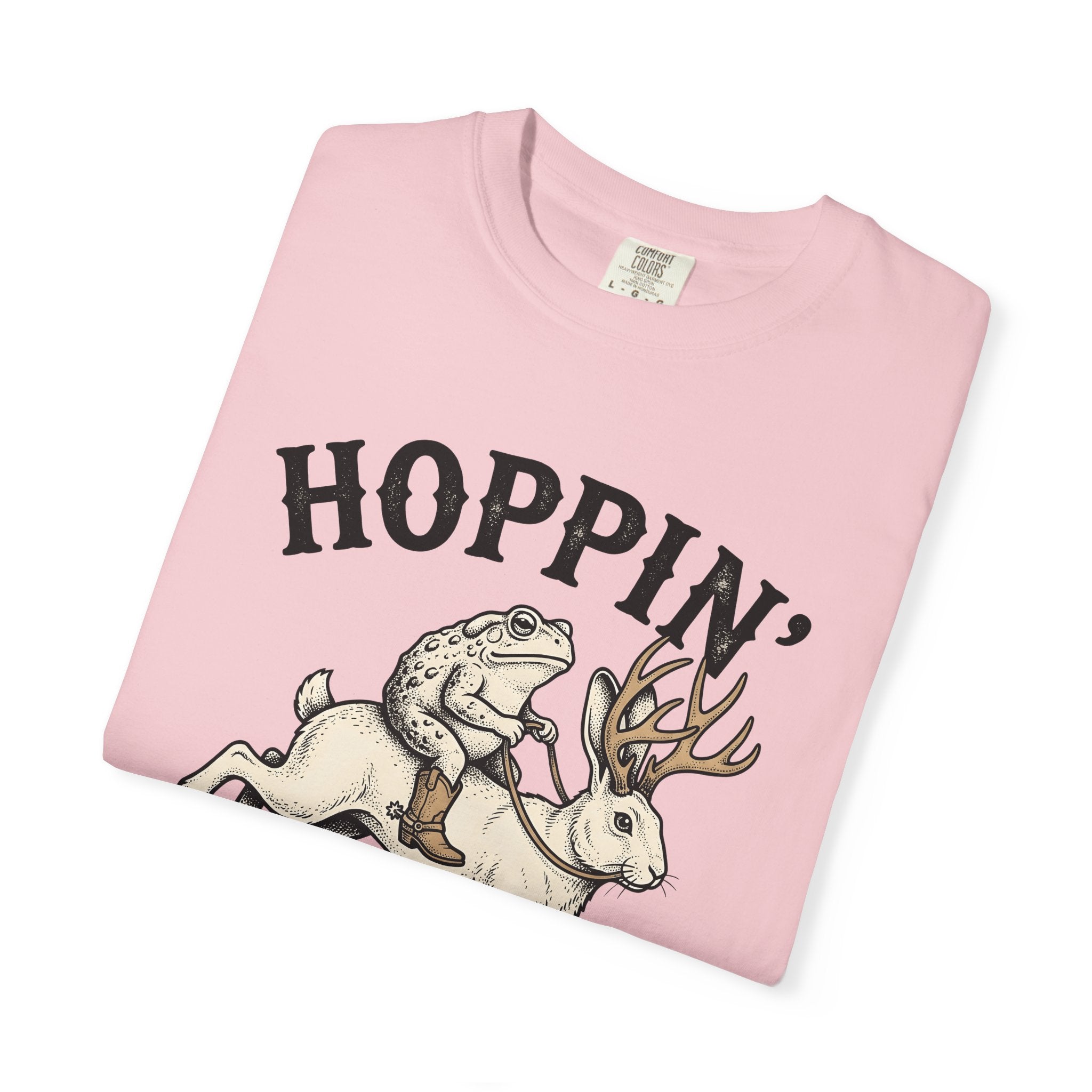 Horned Hare Frog Shirt Easter Fauna Gift Women Old School Tee Frog T-Shirt Easter Fan Toad Tshirt Wildlife Graphic Line Art Leather Boots
