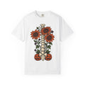 Spine Flower Pumpkins Shirt Halloween Horror Gift Women Ink Tee Gourd T-Shirt Horror Fan Tattoo Tshirt Horror Graphic Retro Sunflower Tshirt