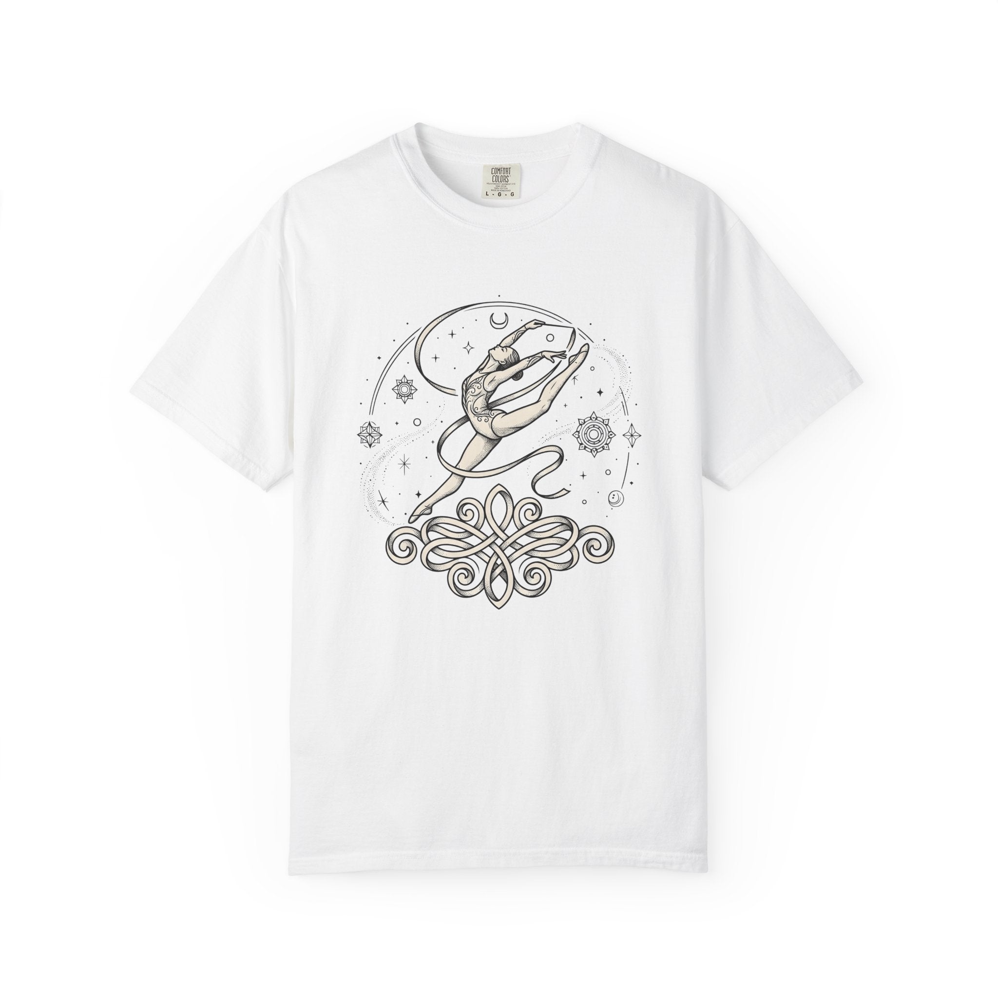 Rhythmic Gymnast Ribbon Shirt Sports Ballet Gift Women Sketch Tee Gymnastics T-Shirt Athlete Fan Drawing Graphic Illustration Tribal Floral