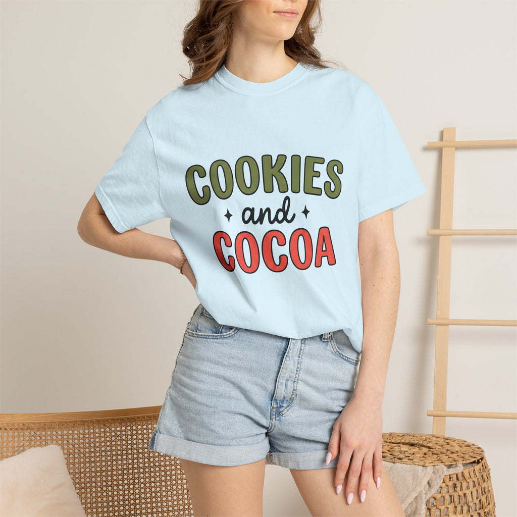 Sweet Cocoa Cookies Shirt Christmas Snacks Gift Women Joyful Tee Cookie T-Shirt Xmas Fan Cookie Art Tshirt Treat Graphic Hand Drawn Star