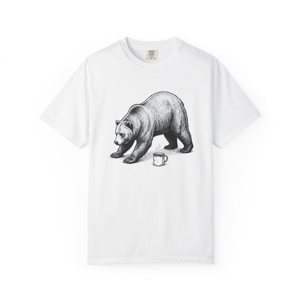 Bear Latte Shirt Coffee Outdoors Gift Women Sketch Tee Latte Art T-Shirt Coffee Fan Coffee Art Tshirt Adventure Graphic Retro Cup Tshirt