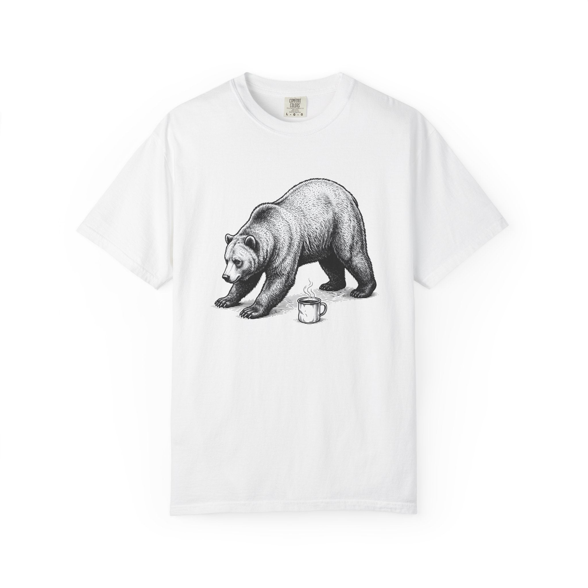 Bear Latte Shirt Coffee Outdoors Gift Women Sketch Tee Latte Art T-Shirt Coffee Fan Coffee Art Tshirt Adventure Graphic Retro Cup Tshirt