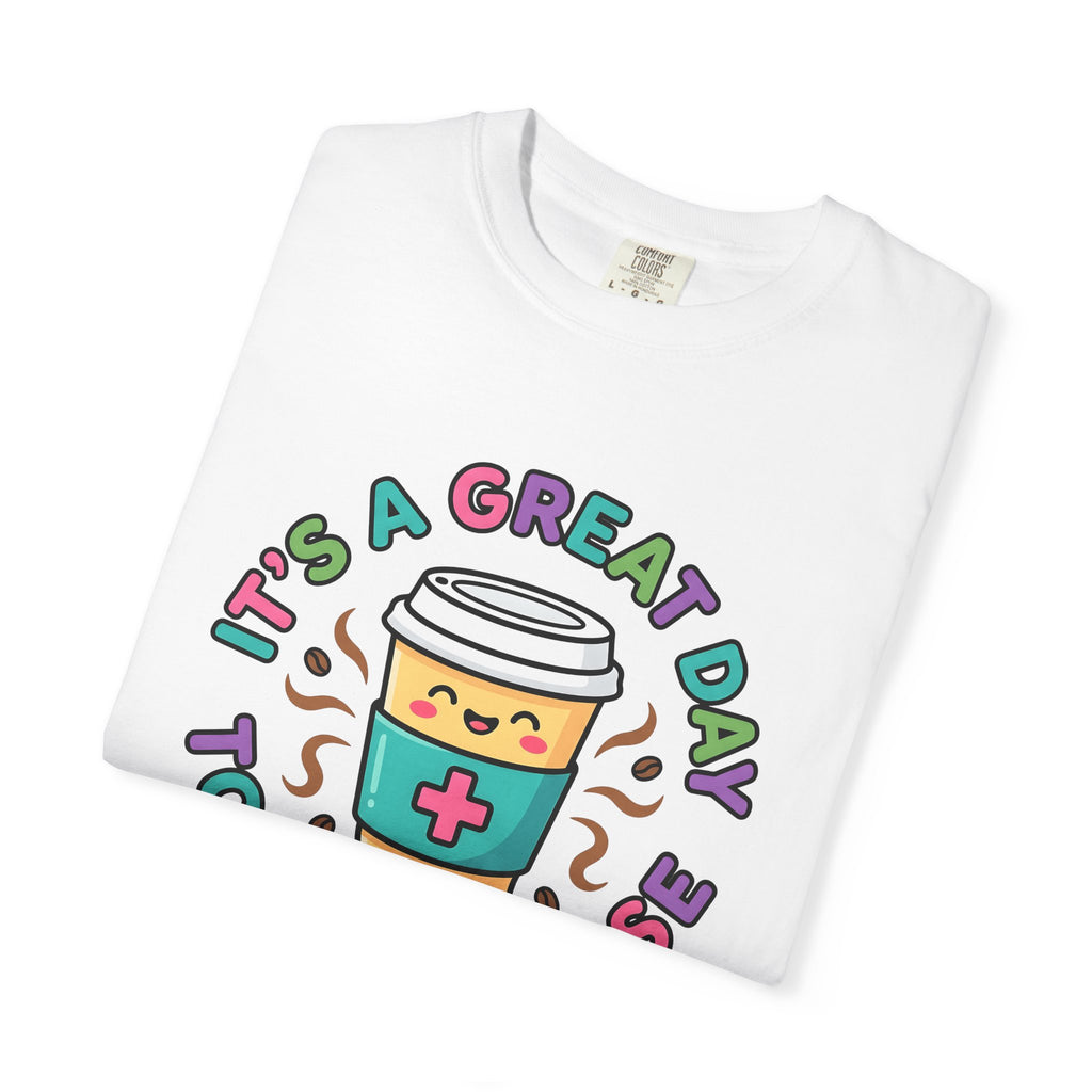 Coffee Cup Character Shirt Nurse Coffee Gift Women Cute Tee Mug T-Shirt Nursing Enthusiast Coffee Cup Tshirt Graphic Cartoon Medical Cross