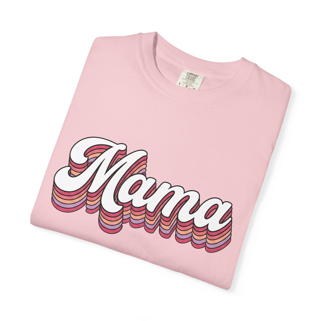 Retro Mama Text Shirt Mom Family Gift Women Bold Tee Mama T-Shirt Mother Enthusiast Brash Tshirt Clan Graphic Vintage Layered Stripes Tshirt