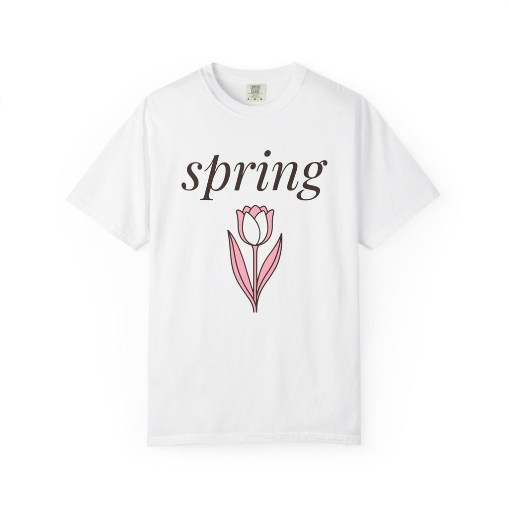 Tulip Bloom Shirt Spring Outdoors Gift Women Simple Tee Tulip T-Shirt Springtime Fan Minimalist Tshirt Nature Graphic Contemporary Flower