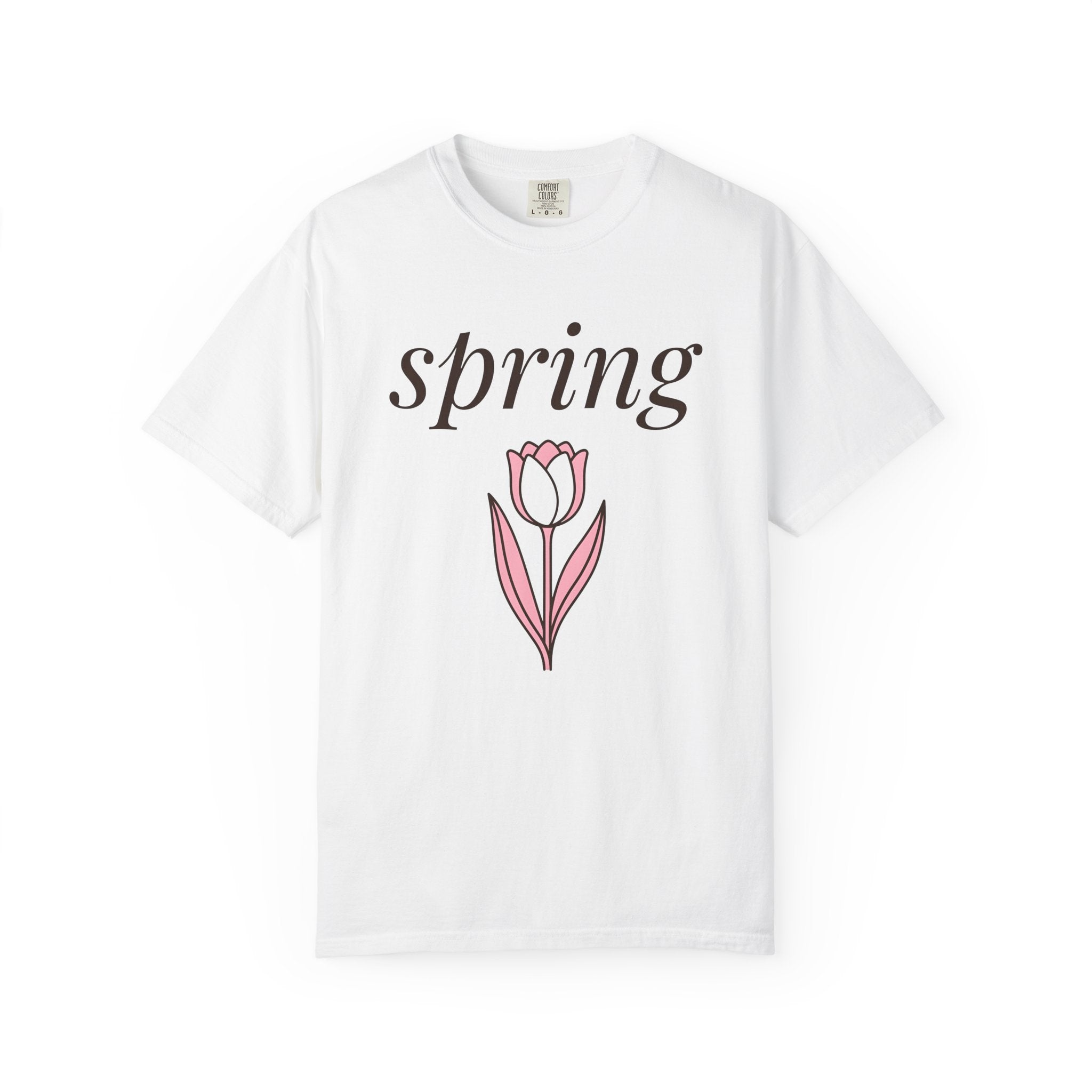Tulip Bloom Shirt Spring Outdoors Gift Women Simple Tee Tulip T-Shirt Springtime Fan Minimalist Tshirt Nature Graphic Contemporary Flower