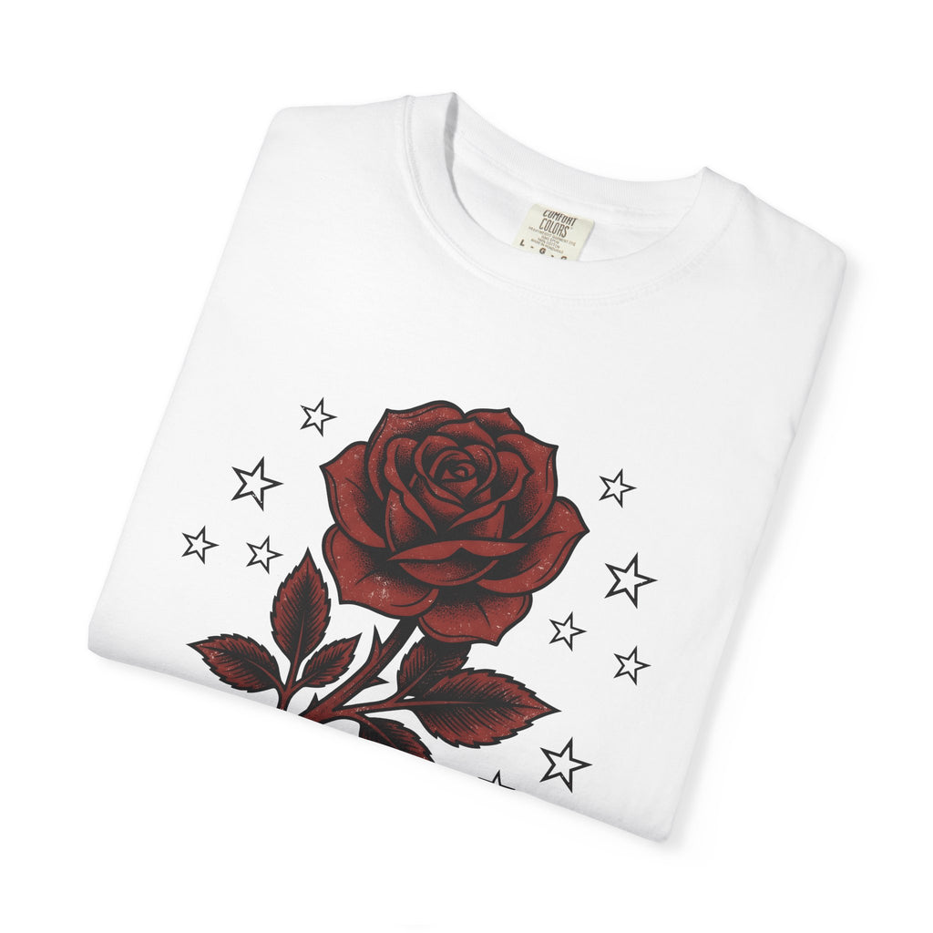 Floral Rose Shirt Cowgirl Cowboy Gift Women Body Art Tee Rose T-Shirt Cowgirl Fan Tattoo Tshirt Rodeo Graphic Aged Star Symbols Tshirt