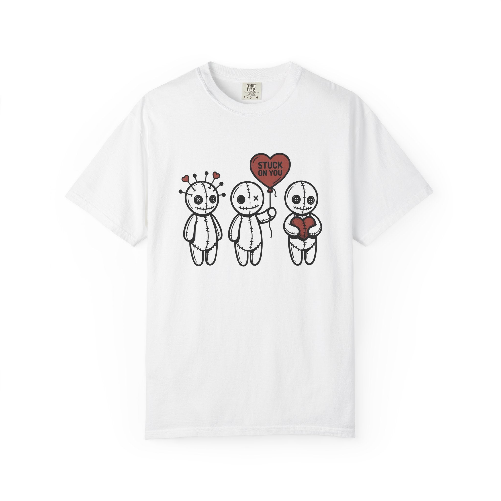 Voodoo Doll Shirt Valentine Dark Gift Women Cartoon Tee Poppet T-Shirt Love Fan Comic Tshirt Gothic Graphic Line Art Heart Balloon Tshirt