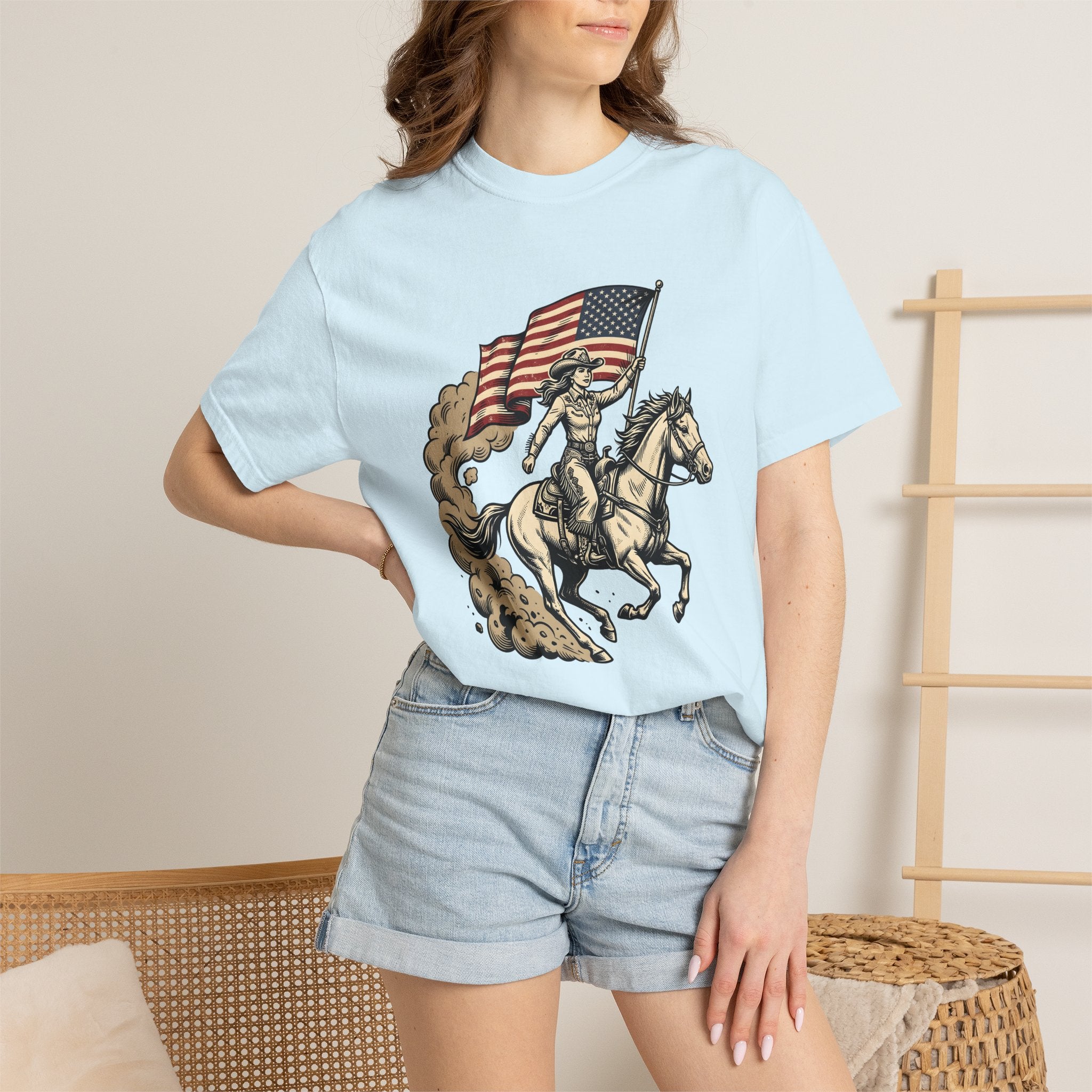 Cowgirl Horse Shirt Cowgirl Western Gift Women Vintage Tee Horseman T-Shirt Cowboy Fan Rodeo Graphic Tshirt Retro American Flag Tshirt
