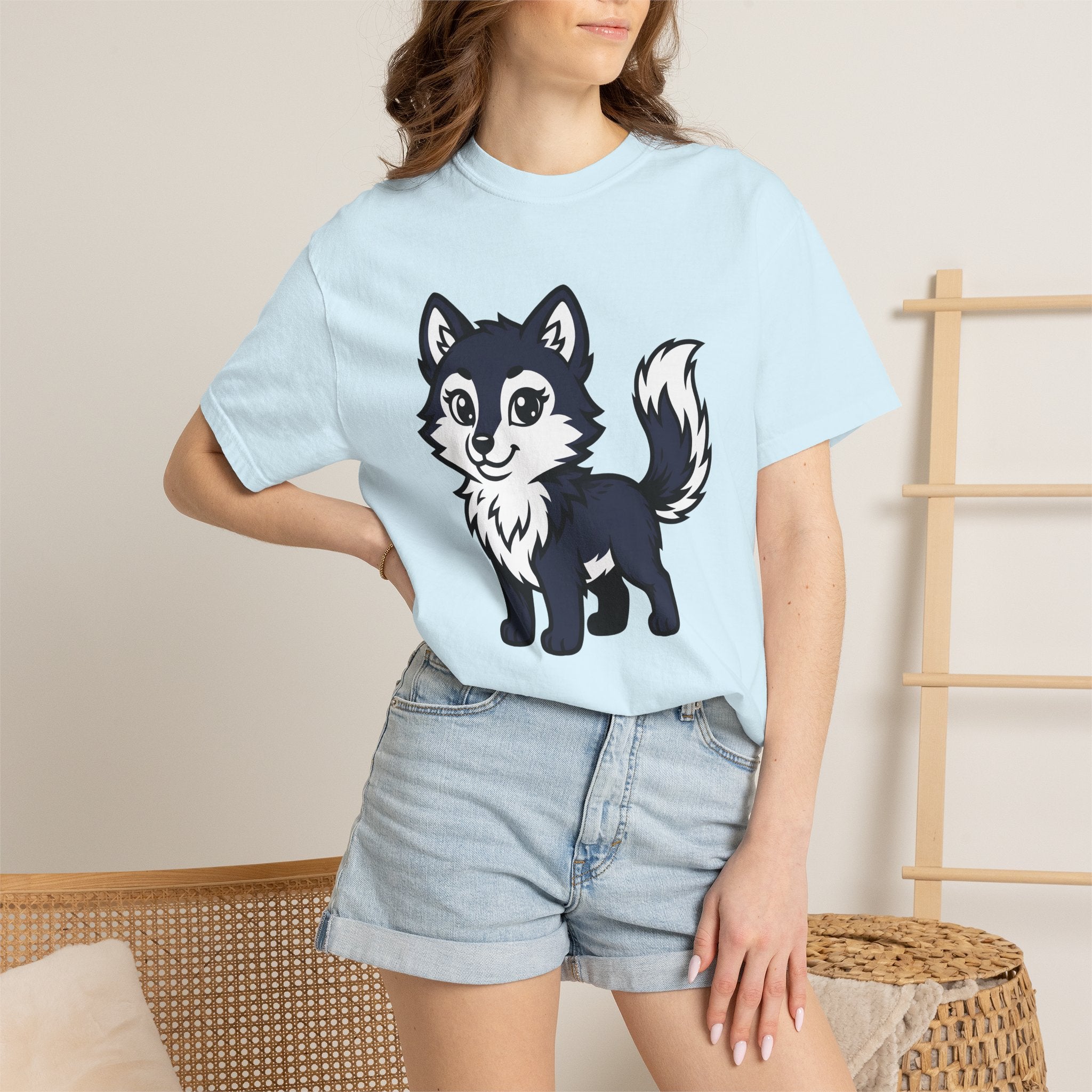 Cute Husky Dog Shirt Animals Pet Gift Women Cartoon Tee Siberian Husky T-Shirt Dog Fan Husky Graphic Pet Design Kawaii Big Eyes Tshirt