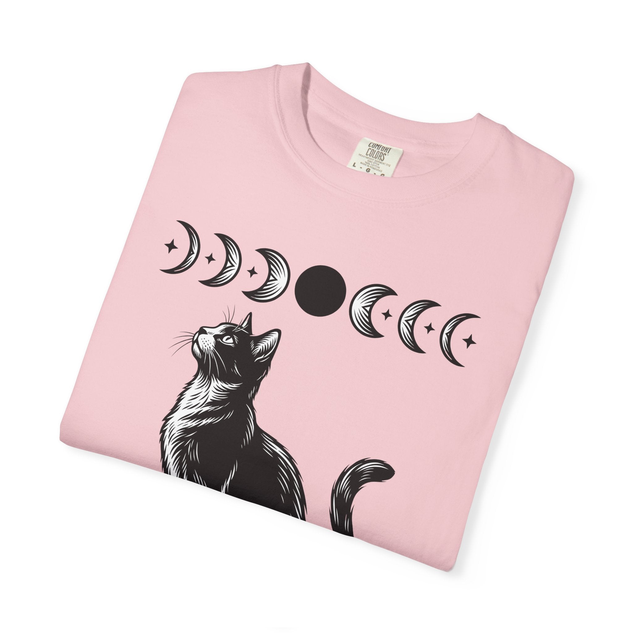 Ebony Cat Shirt Cat Wizardry Gift Women Tribal Tee Black Cat T-Shirt Cat Fan Tribal Tshirt Magic Graphic Antique Moon Cycle Tshirt