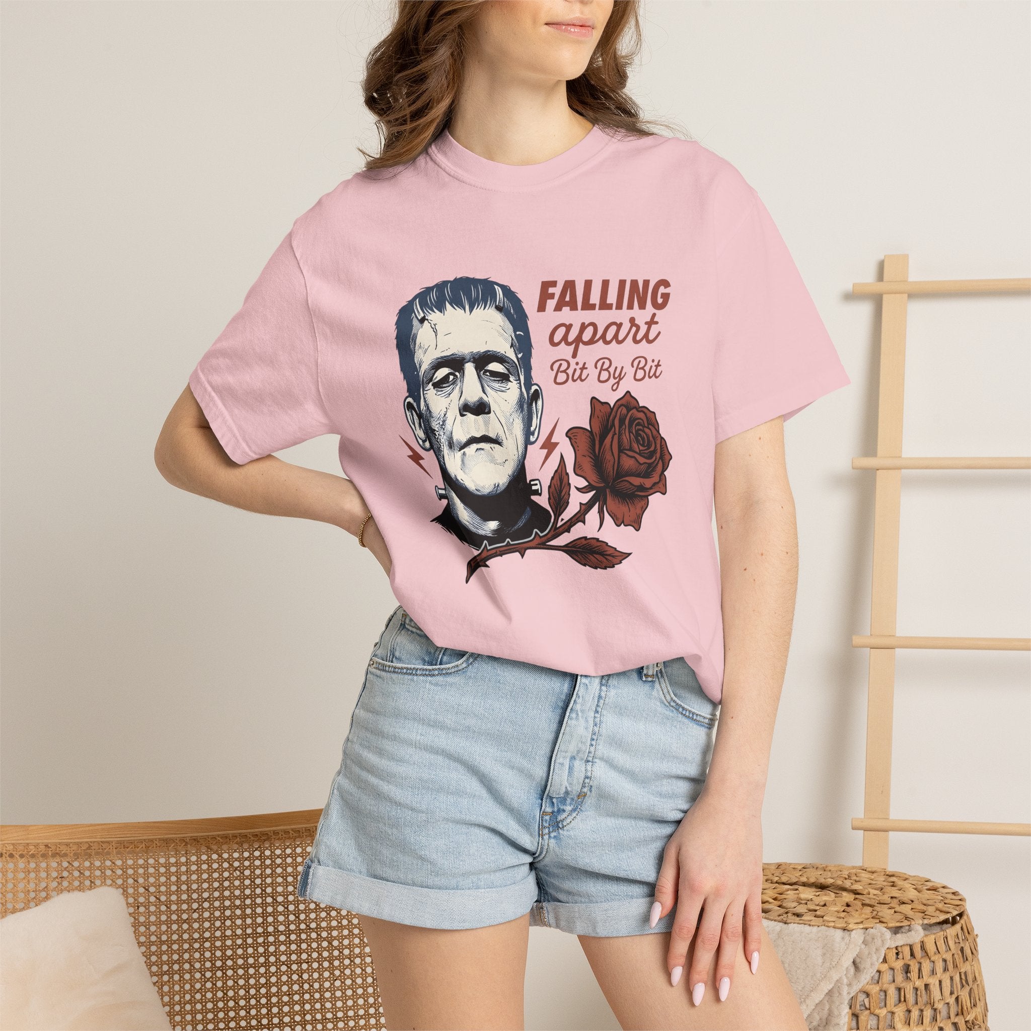 Frankenstein Creature Shirt Halloween Horror Gift Women Retro Tee Monster T-Shirt Horror Fan Scary Tshirt Macabre Graphic Sketch Flower