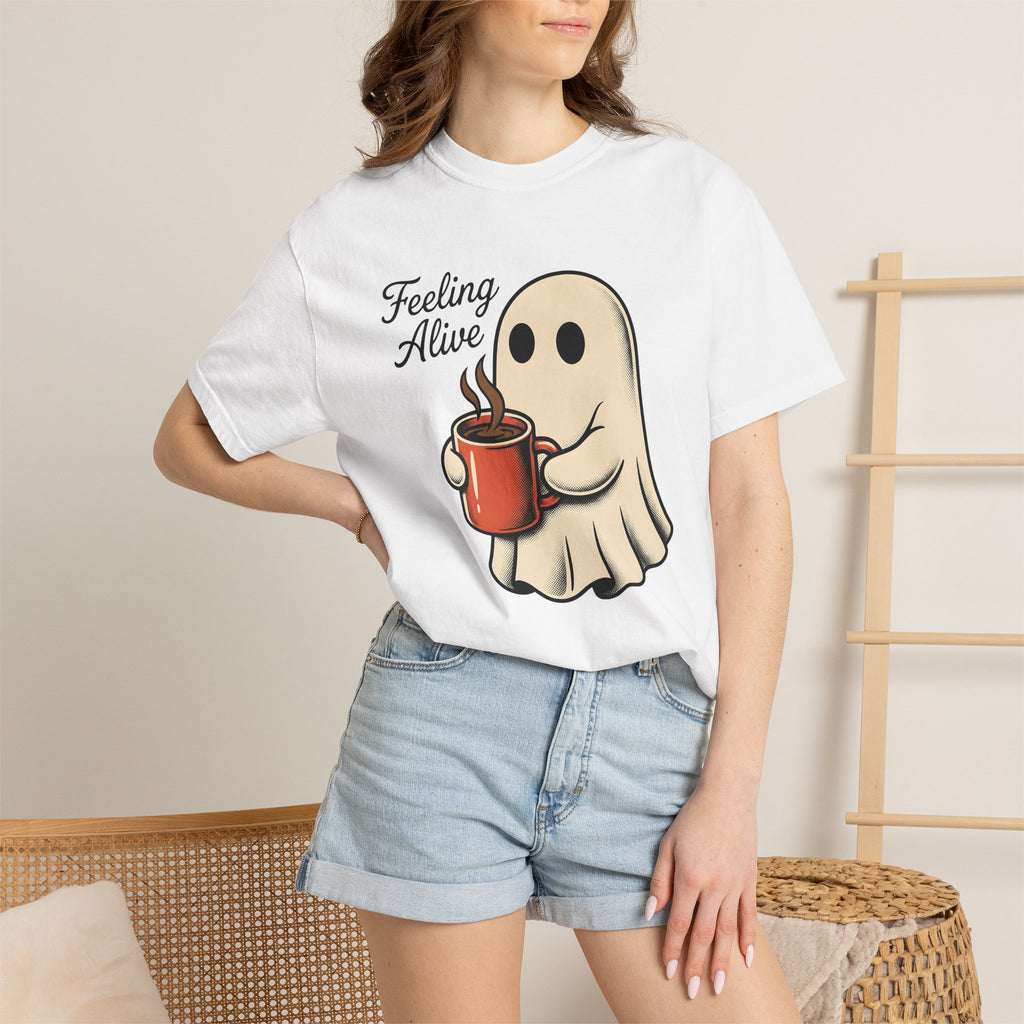 Spooky Coffee Shirt Halloween Espresso Gift Women Comic Tee Creepy Coffee T-Shirt Halloween Fan Coffee Tshirt Coffee Graphic Vintage Cup