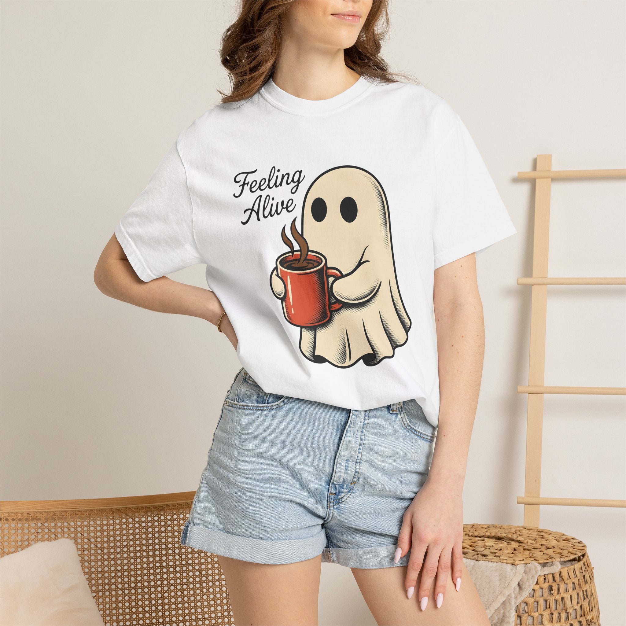 Spooky Coffee Shirt Halloween Espresso Gift Women Comic Tee Creepy Coffee T-Shirt Halloween Fan Coffee Tshirt Coffee Graphic Vintage Cup