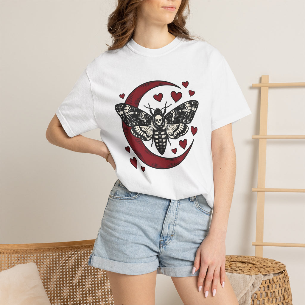 Skeleton Moth Shirt St. Valentine's Day Occult Gift Women Traditional Tee Moth T-Shirt Valentine Fan Classic Tshirt Esoteric Graphic Old