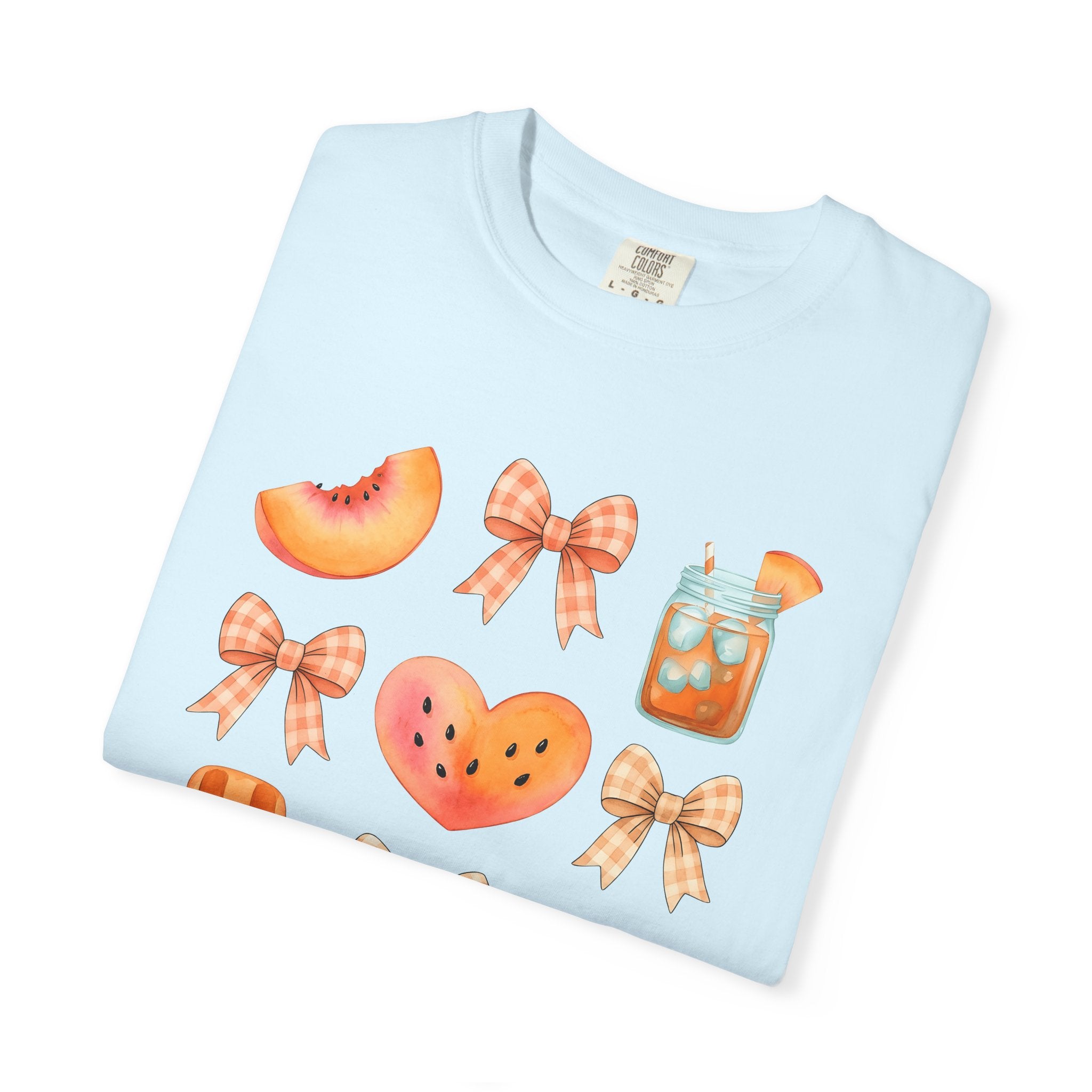 Peach Fruit Graphic Shirt Desserts Summer Gift Women Watercolor Tee Peach T-Shirt Pastry Fan Watercolour Tshirt Vacation Graphic Hand Drawn