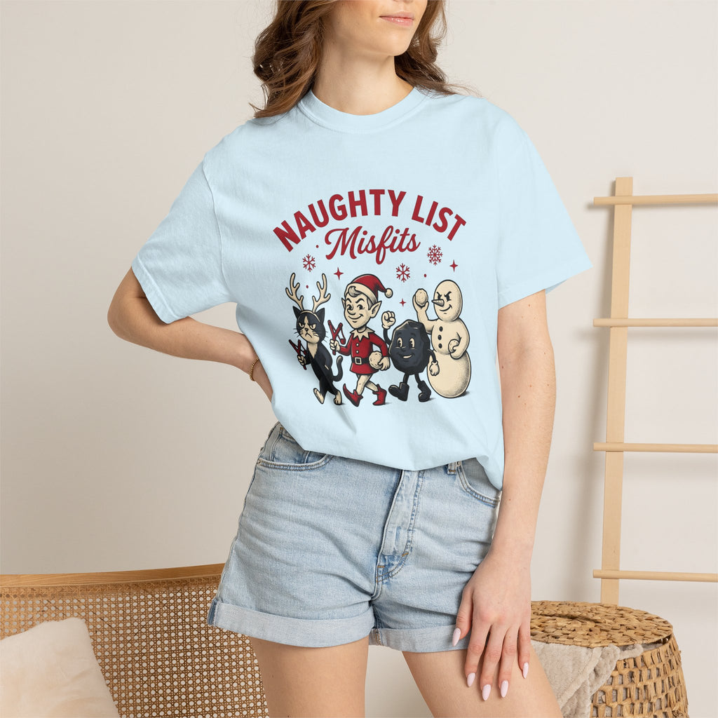 Playful Xmas Characters Shirt Christmas Fun Gift Women Sketch Tee Christmas Characters T-Shirt Xmas Fan Christmas Illustration Design
