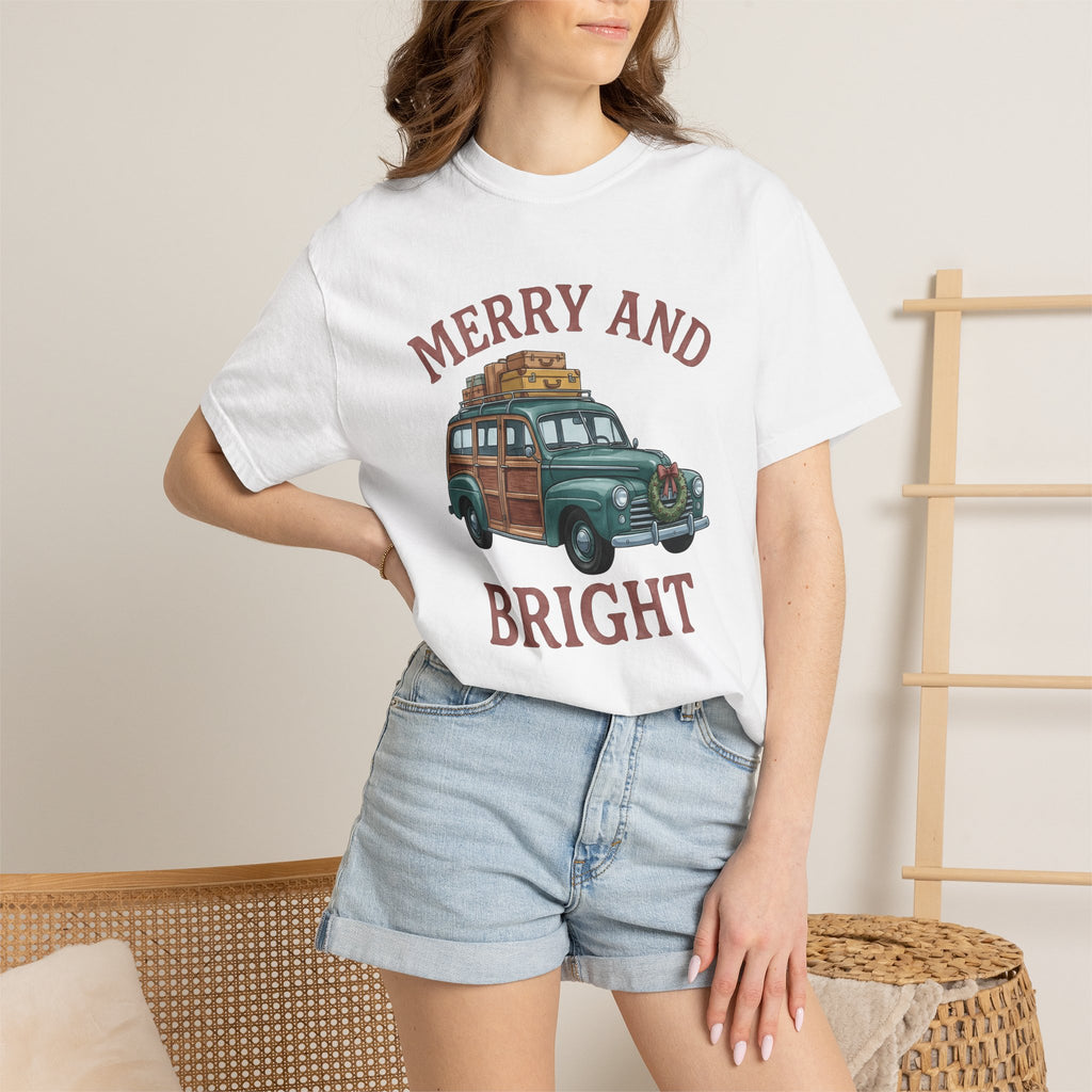 Antique Vehicle Shirt Christmas Winter Gift Women Line Art Tee Vintage Car T-Shirt Xmas Fan Classic Car Tshirt Frosty Graphic Traditional