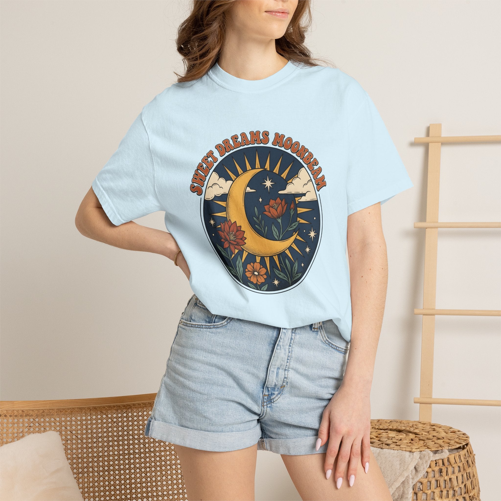 Moonflower Crescent Shirt Celestial Zodiac Gift Women Folk Tee Lunar T-Shirt Astrology Enthusiast Bohemian Tshirt Horoscope Graphic Classic