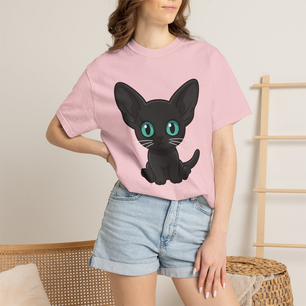 Black Cat Shirt Cat Pet Gift Women Cute Tee Kitty T-Shirt Cat Fan Feline Tshirt Animal Graphic Comic Large Eyes Tshirt