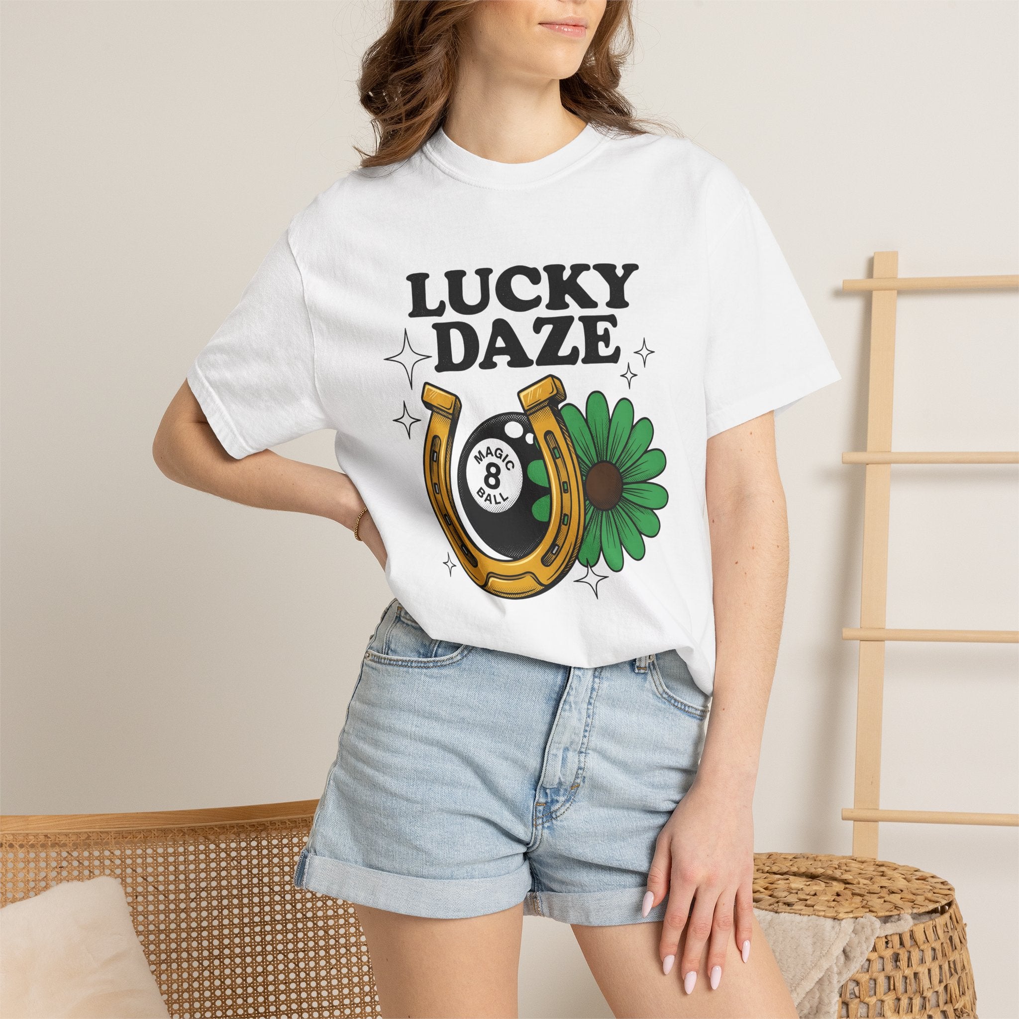Horseshoe Magic Ball Shirt Holiday Charm Gift Women Retro Tee Lucky Charm T-Shirt Holiday Fan Vintage Tshirt Charm Graphic Classic Shamrock