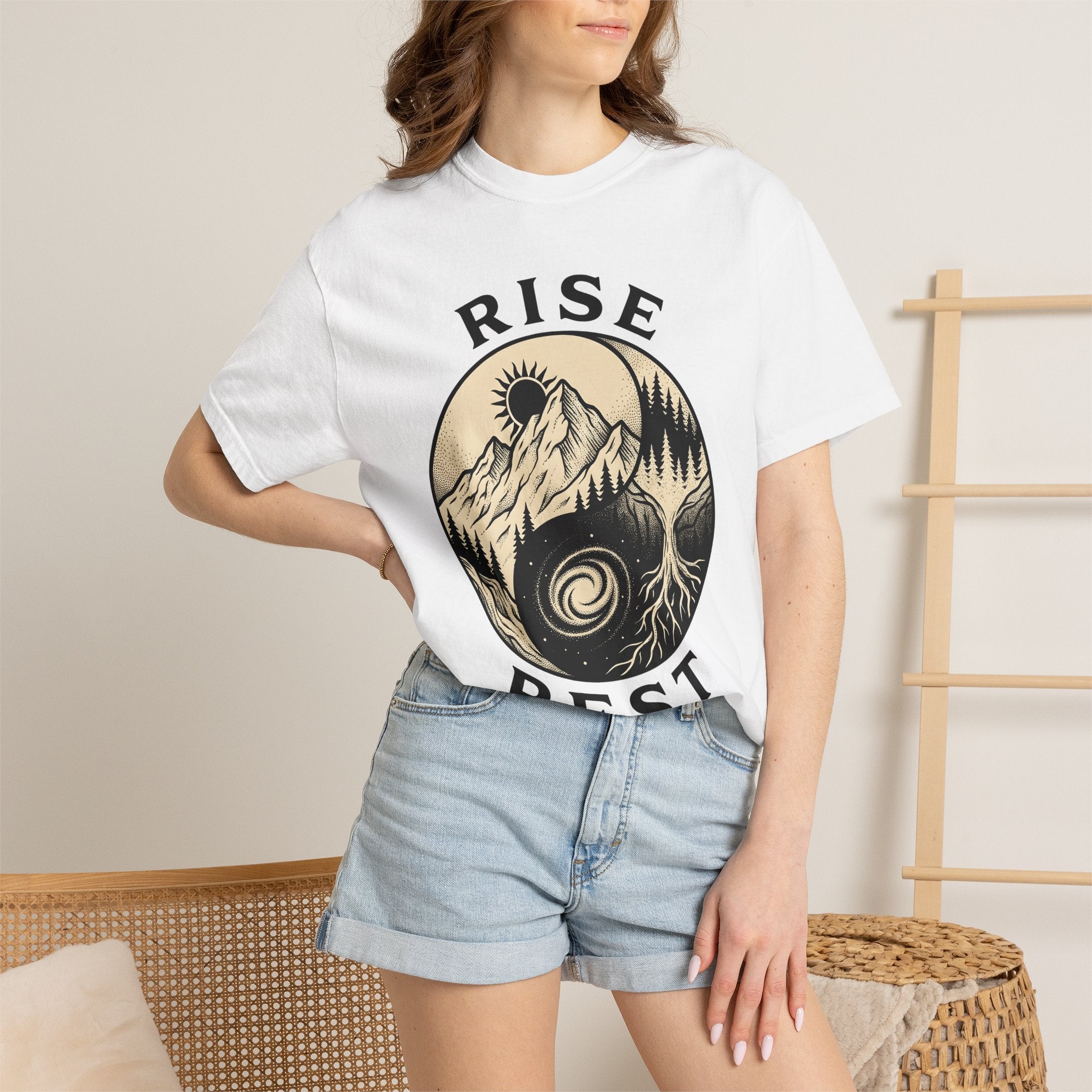 Mountain Yin Yang Shirt Sports Environment Gift Women Tribal Tee Yin Yang Symbol T-Shirt Athlete Fan Tribal Art Tshirt Eco Graphic