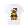 Tropical Fruit Santa Shirt Christmas Beach Gift Women Kawaii Tee Fruit Claus T-Shirt Xmas Fan Cute Tshirt Coastal Graphic Hand Drawn Festive
