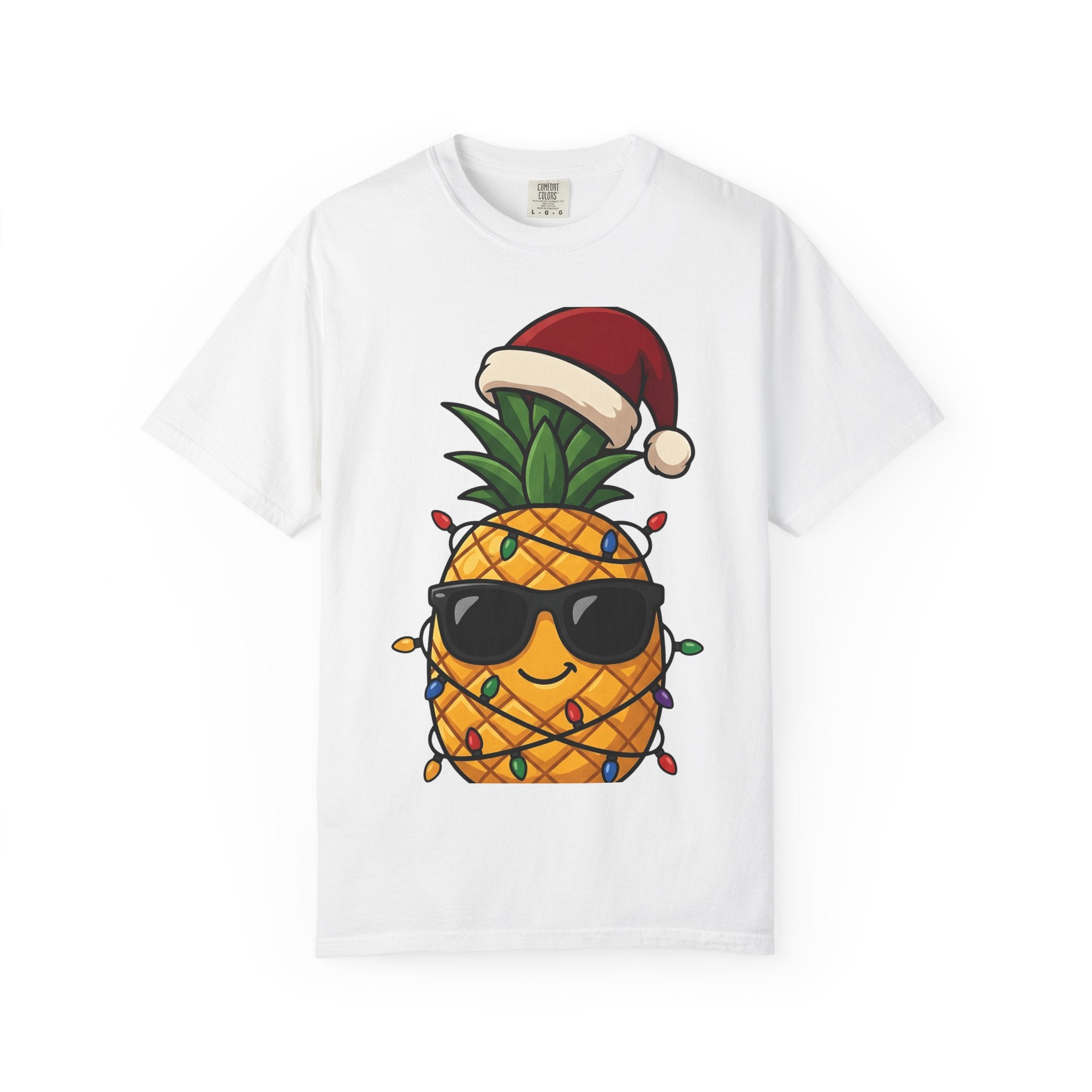 Tropical Fruit Santa Shirt Christmas Beach Gift Women Kawaii Tee Fruit Claus T-Shirt Xmas Fan Cute Tshirt Coastal Graphic Hand Drawn Festive