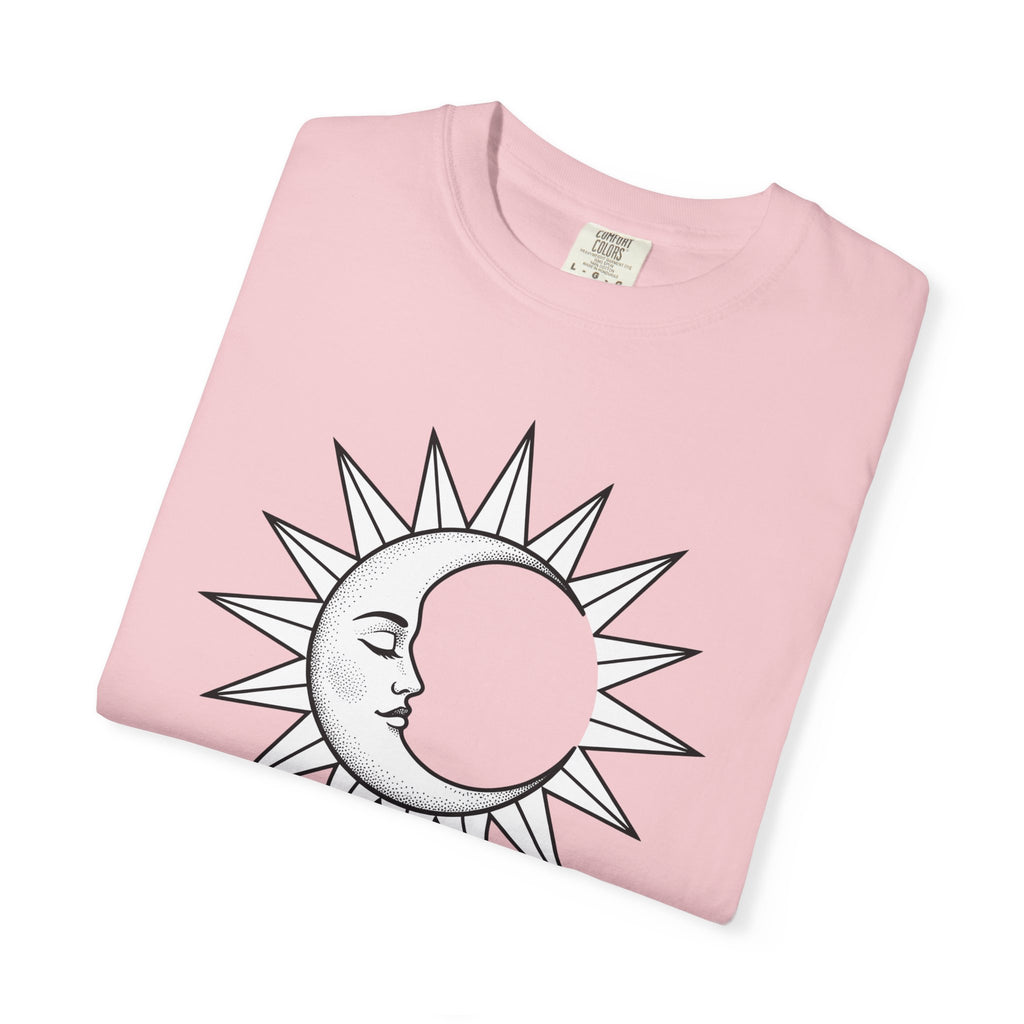 Sun Moon Shirt Boho Chic Celestial Gift Women Line Art Tee Solar T-Shirt Bohemian Fan Simple Tshirt Galaxy Graphic Minimalist Crystals