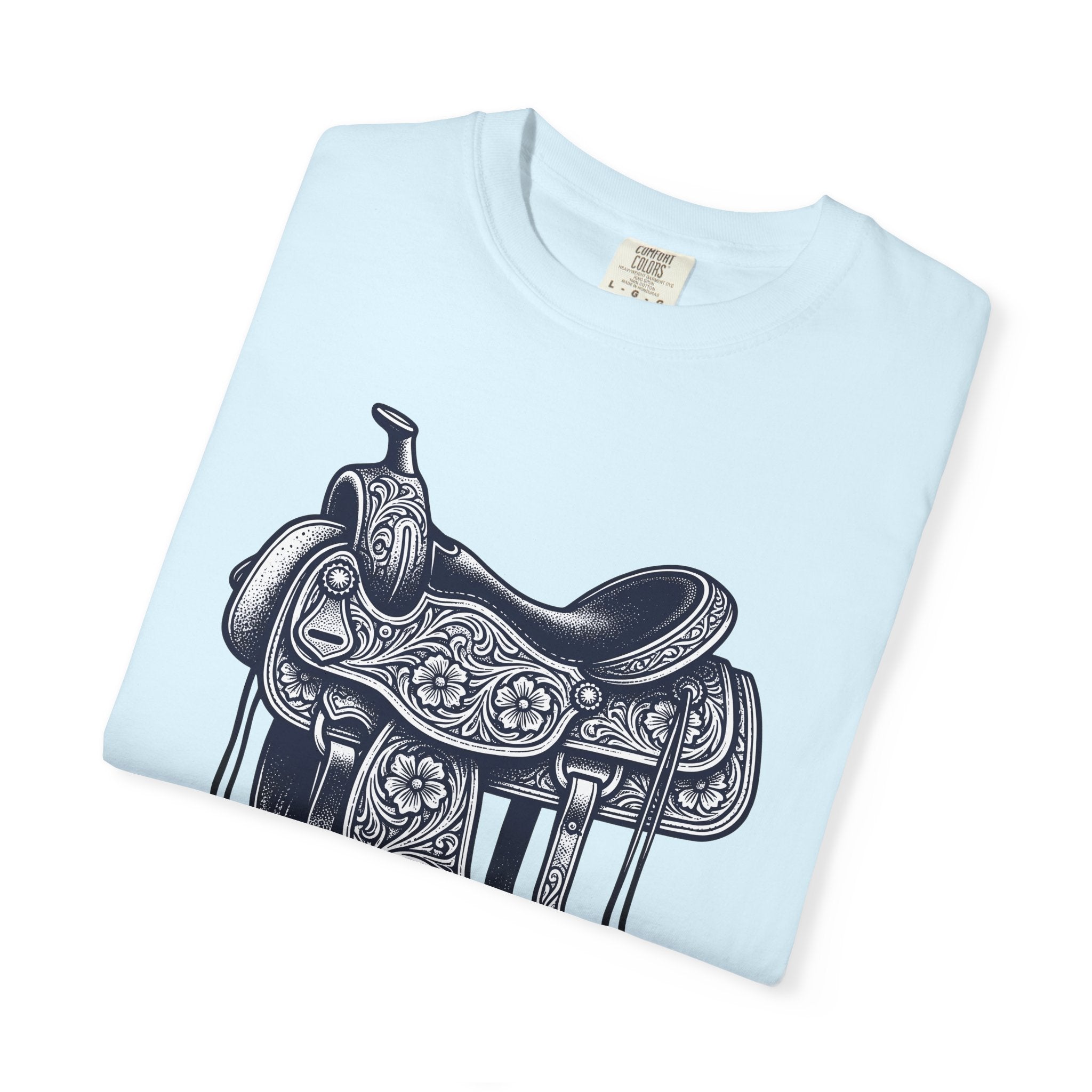 Horse Saddle Shirt Cowgirl Equestrian Gift Women Old School Tee Saddle T-Shirt Cowgirl Fan Western Tshirt Horse Riding Graphic Pencil Art