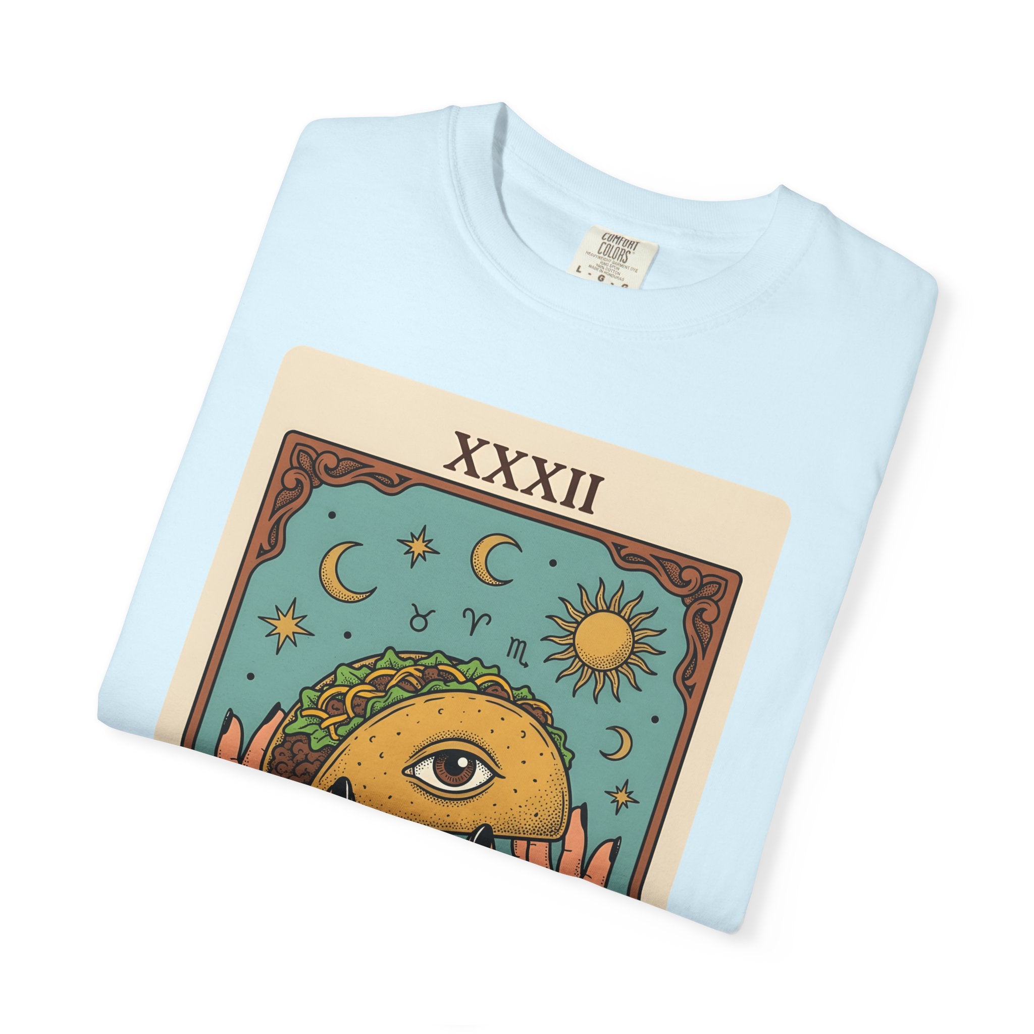 Taco Fortune Card Shirt Funny Meal Gift Women Fantasy Tee Tarot Card T-Shirt Humor Fan Mystical Tshirt Food Graphic Hand Drawn Sunburst