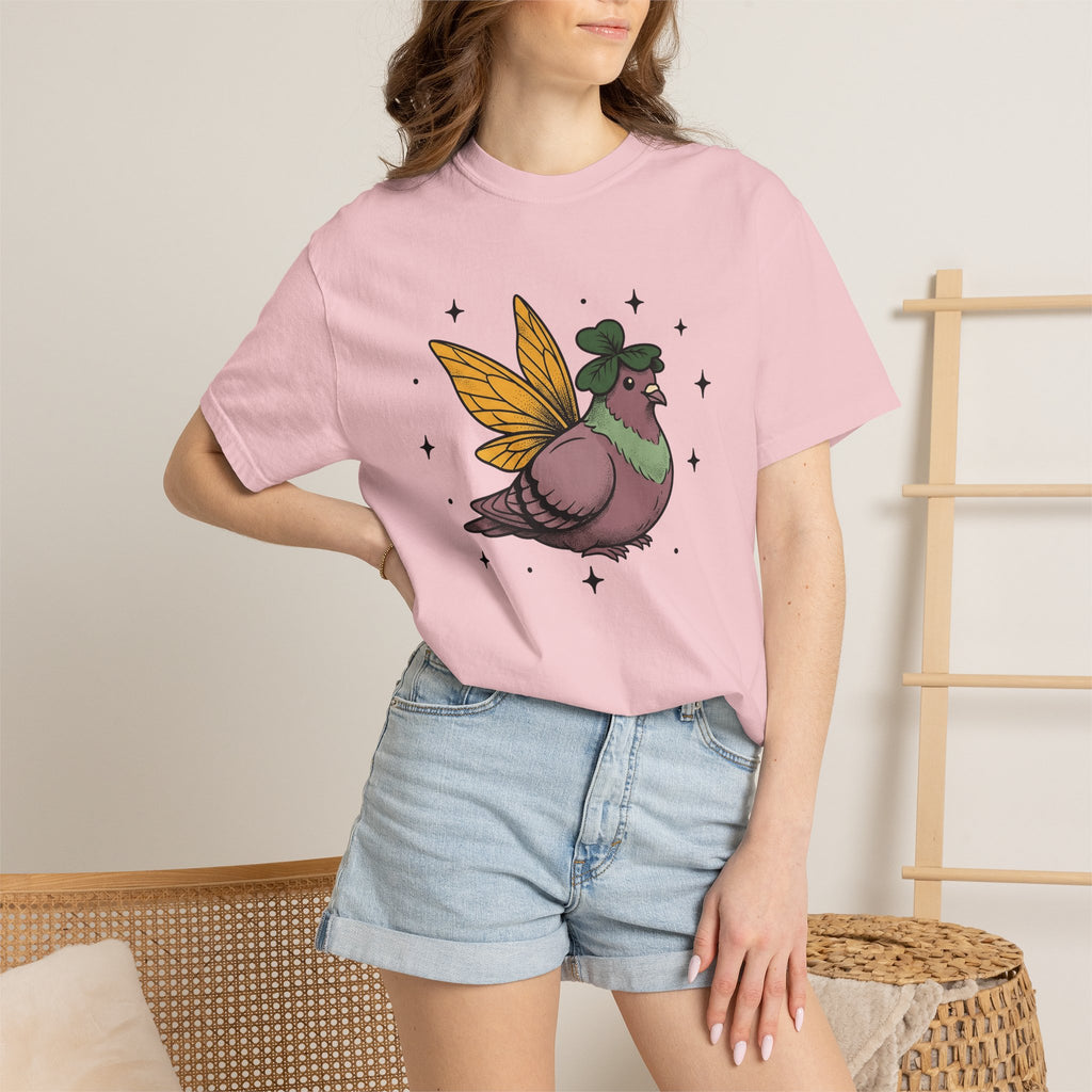 Fairy Bird Shirt Cute Critter Gift Women Cartoon Tee Sprite T-Shirt Adorable Fan Comic Tshirt Creature Graphic Line Art Leaf Hat Tshirt