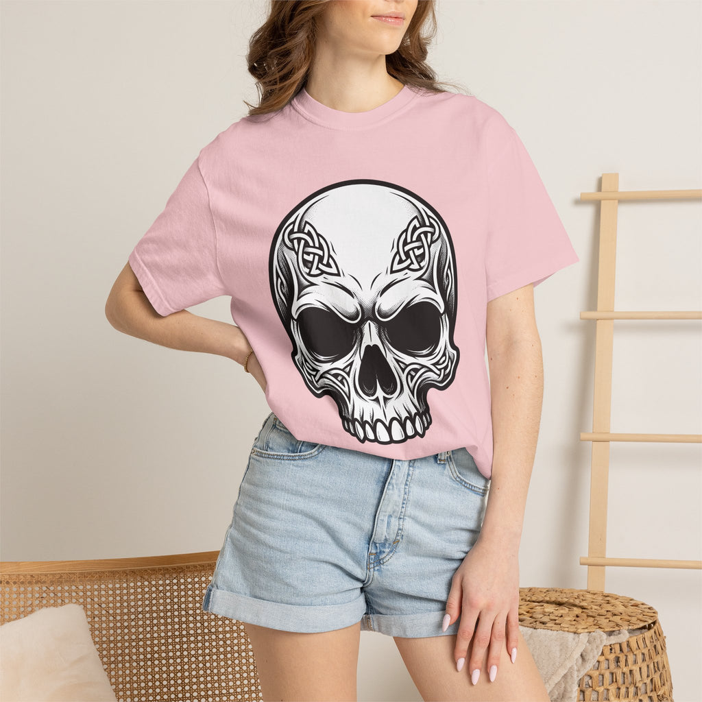 Celtic Skull Shirt St Patrick's Day Fantasy Gift Women Neo Traditional Tee Skull T-Shirt Irish Fan Tribal Tshirt Mythical Graphic Line Art