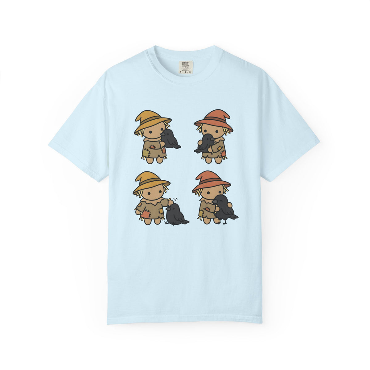 Scarecrow Crow Shirt Halloween Leaves Unisex Gift Hand Drawn Tee Crow T-Shirt