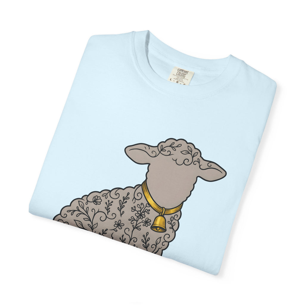 Lamb Floral Shirt Easter Farmhouse Gift Women Hand Drawn Tee Sheep T-Shirt Easter Fan Lamb Tshirt Rustic Graphic Minimalist Bell Tshirt