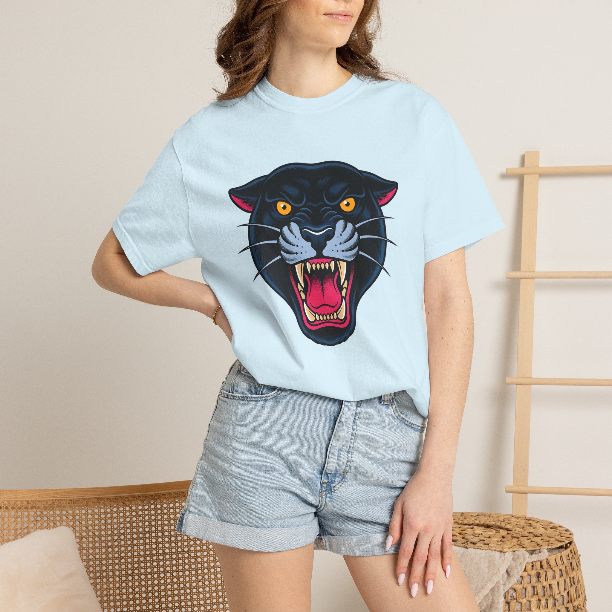 Black Panther Shirt Animal Art Gift Women Bold Tee Panther T-Shirt Wildlife Fan Bold Art Tshirt Artistic Graphic Illustration Classic Sharp