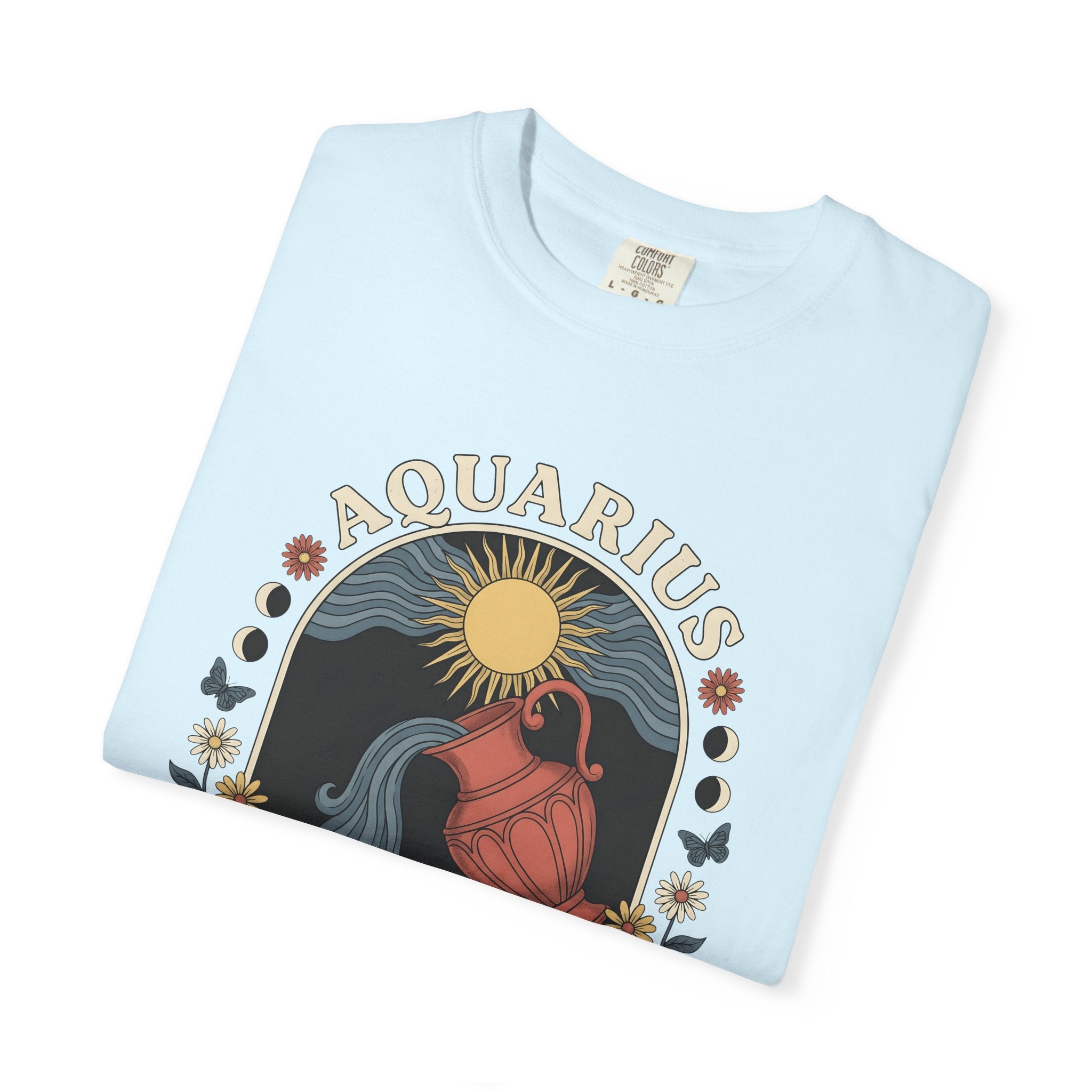Aquarius Symbol Shirt Boho Chic Star Sign Gift Women Line Art Tee Water Bearer T-Shirt Bohemian Fan Minimalist Tshirt Zodiac Graphic Cartoon