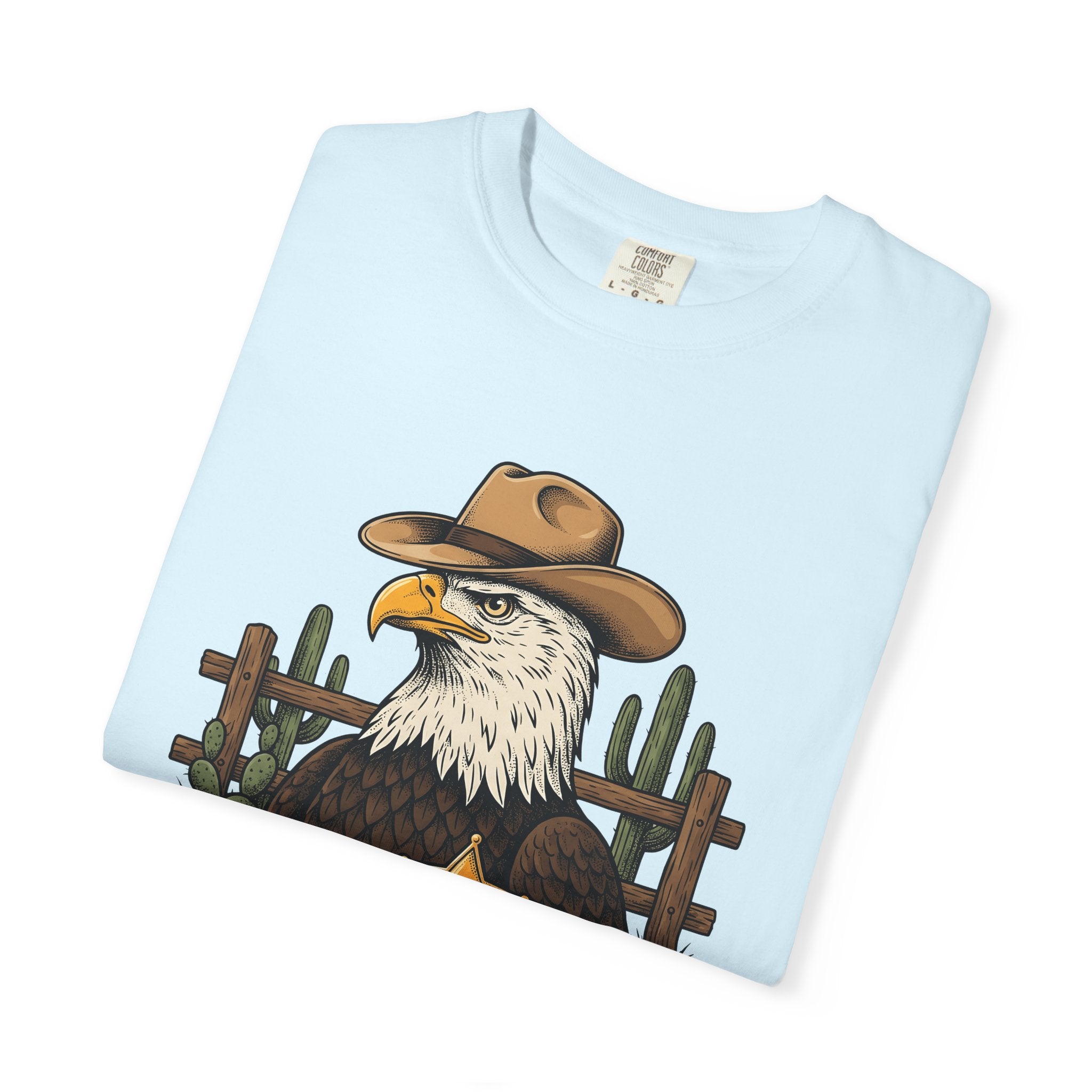 Eagle Cowboy Shirt Patriot Western Gift Women Vintage Tee Bald Eagle T-Shirt Nationalist Fan Distressed Tshirt Rodeo Graphic Retro Sheriff