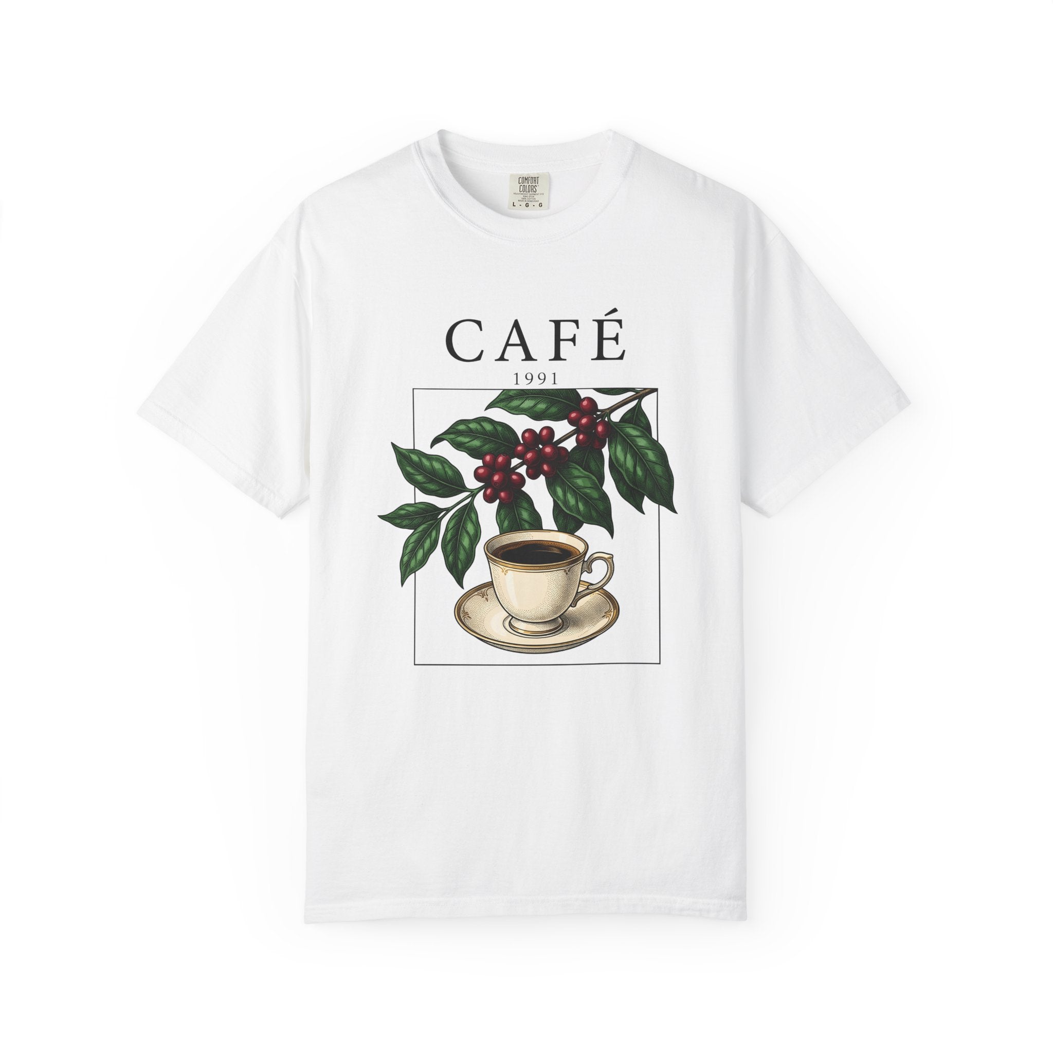 Espresso Cup Shirt Coffee Floral Gift Women Nostalgic Tee Coffee Mug T-Shirt Coffee Fan Vintage Tshirt Botanical Graphic Doodle Coffee Grain