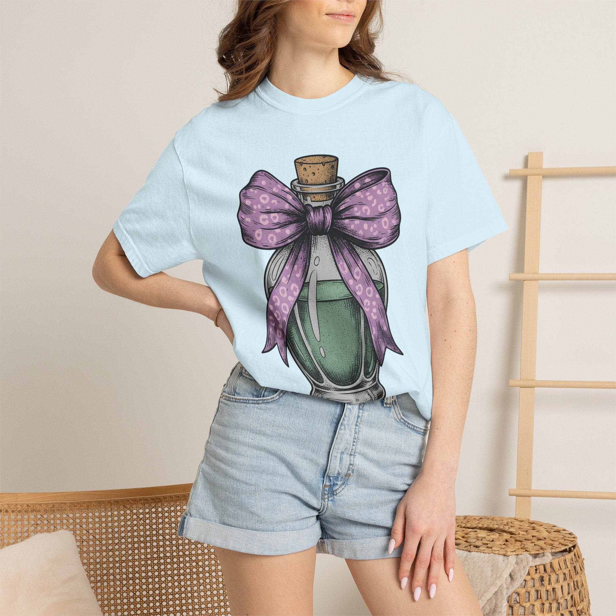 Elixir Bottle Shirt Halloween Spell Gift Women Classic Tee Potion Bottle T-Shirt Horror Fan Gothic Tshirt Magic Graphic Doodle Knot Tshirt