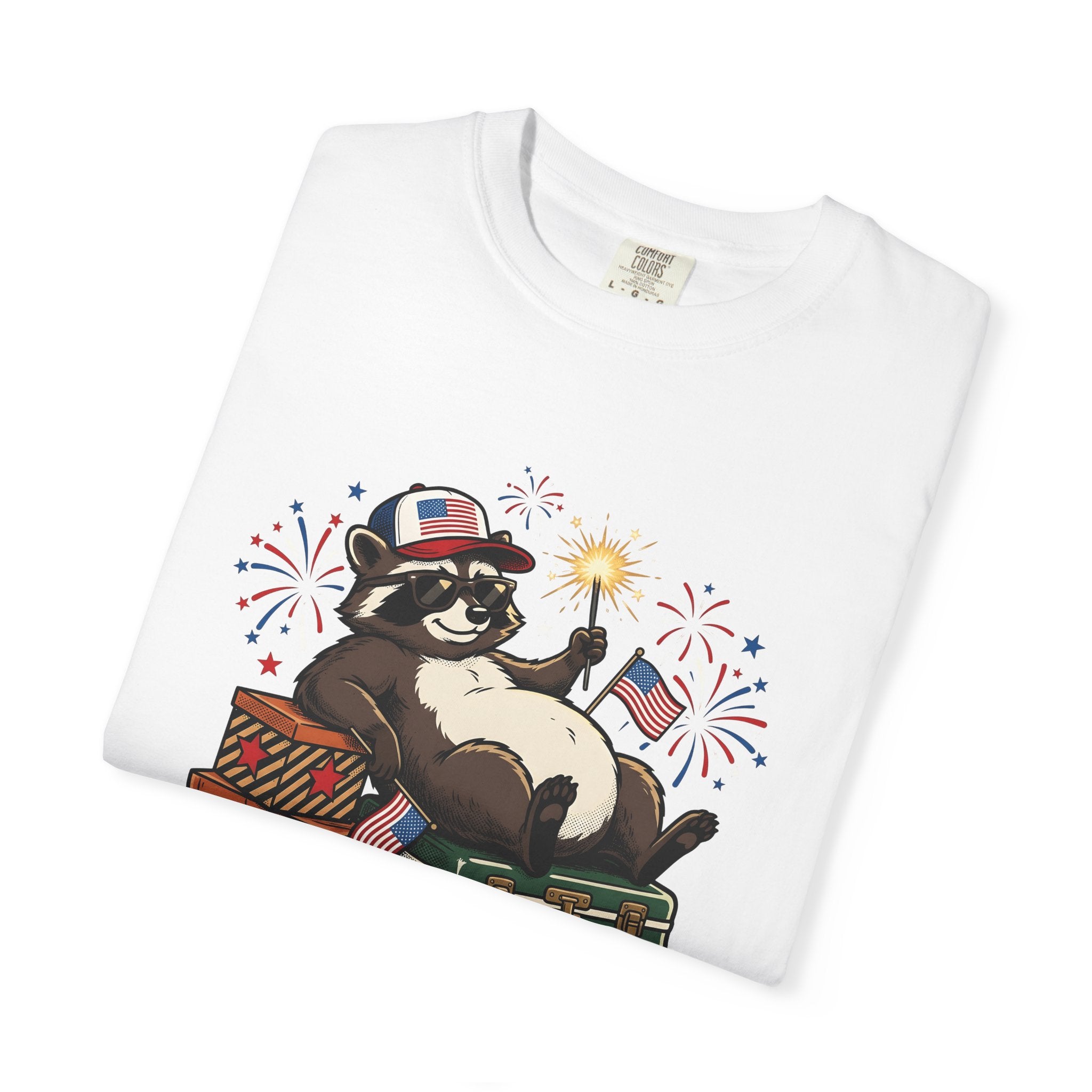 Raccoon Usa Shirt 4th Of July Wildlife Gift Women Comic Tee Trash Panda T-Shirt Independence Day Fan Cartoon Tshirt Animal Graphic Retro