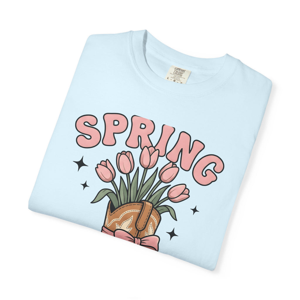Cowboy Boot Bouquet Shirt Easter Garden Gift Women Sketch Tee Boot Arrangement T-Shirt Spring Fan Floral Drawing Tshirt Hand Drawn Decorated