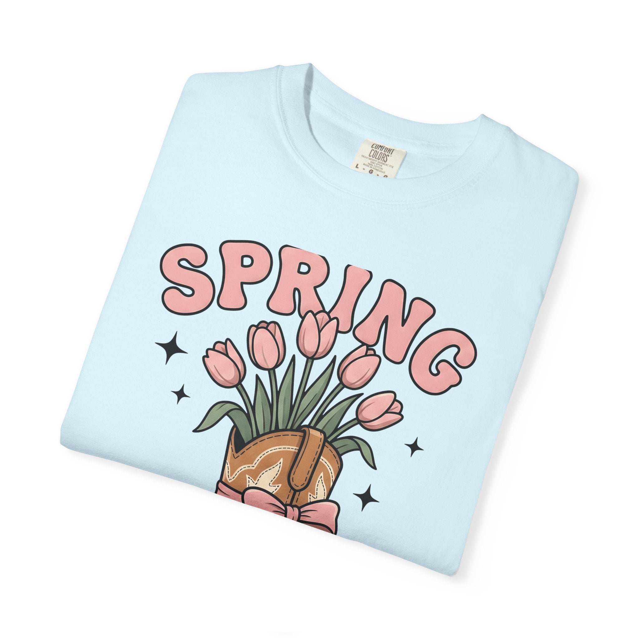 Cowboy Boot Bouquet Shirt Easter Garden Gift Women Sketch Tee Boot Arrangement T-Shirt Spring Fan Floral Drawing Tshirt Hand Drawn Decorated