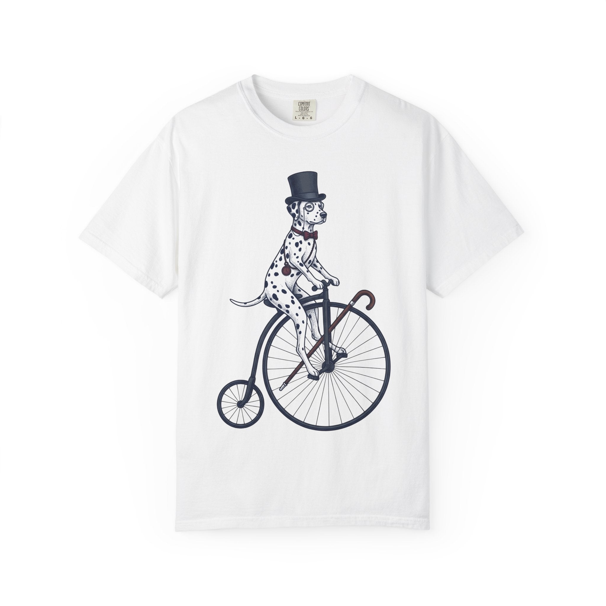 Dalmatian Bike Shirt Dog Cosplay Gift Women Retro Tee Dalmatian Bike T-Shirt Dog Fan Vintage Tshirt Cosplay Graphic Sketch Cylinder Hat